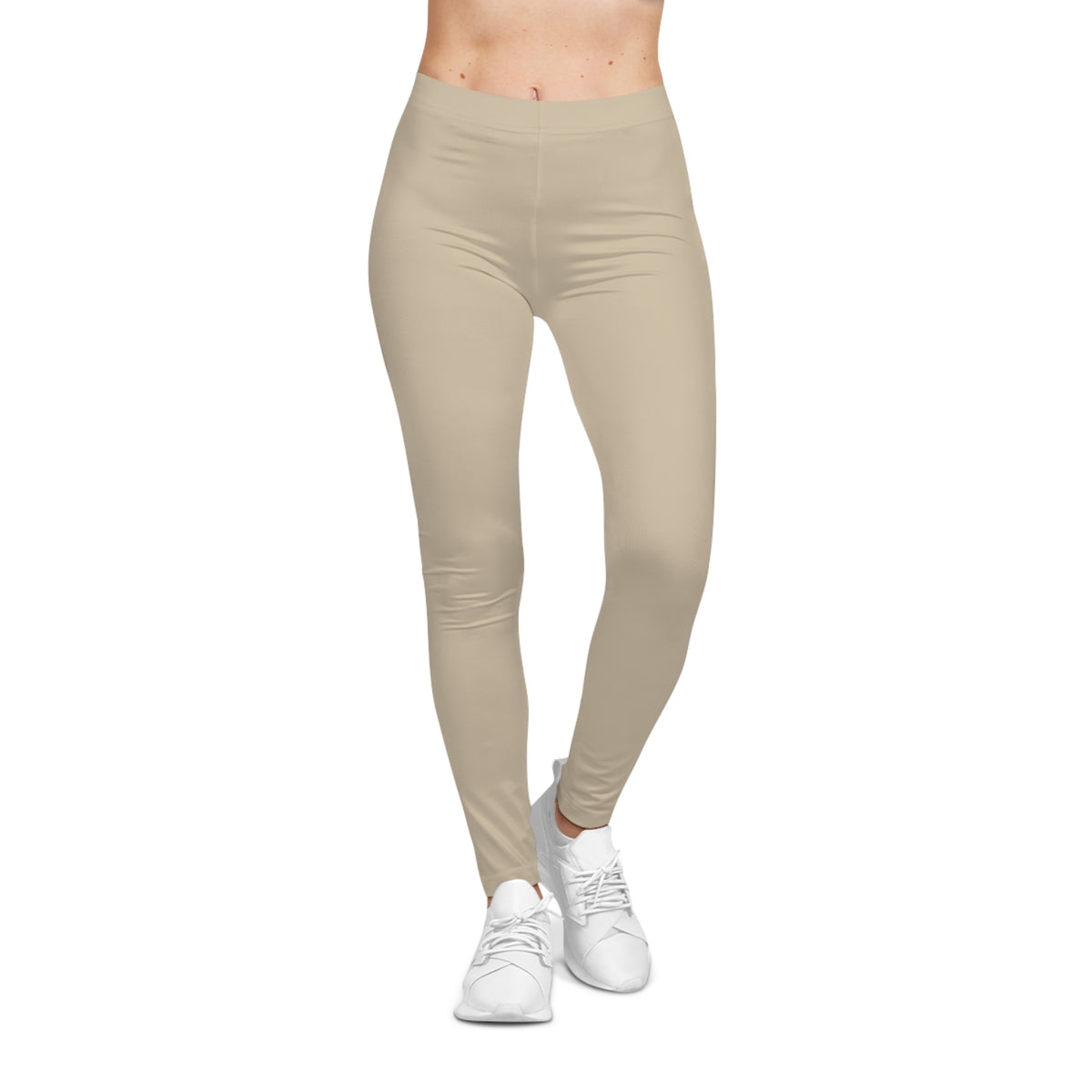 Pale Oak Beige Color Women's Poly-Span Casual Leggings XS-2XL