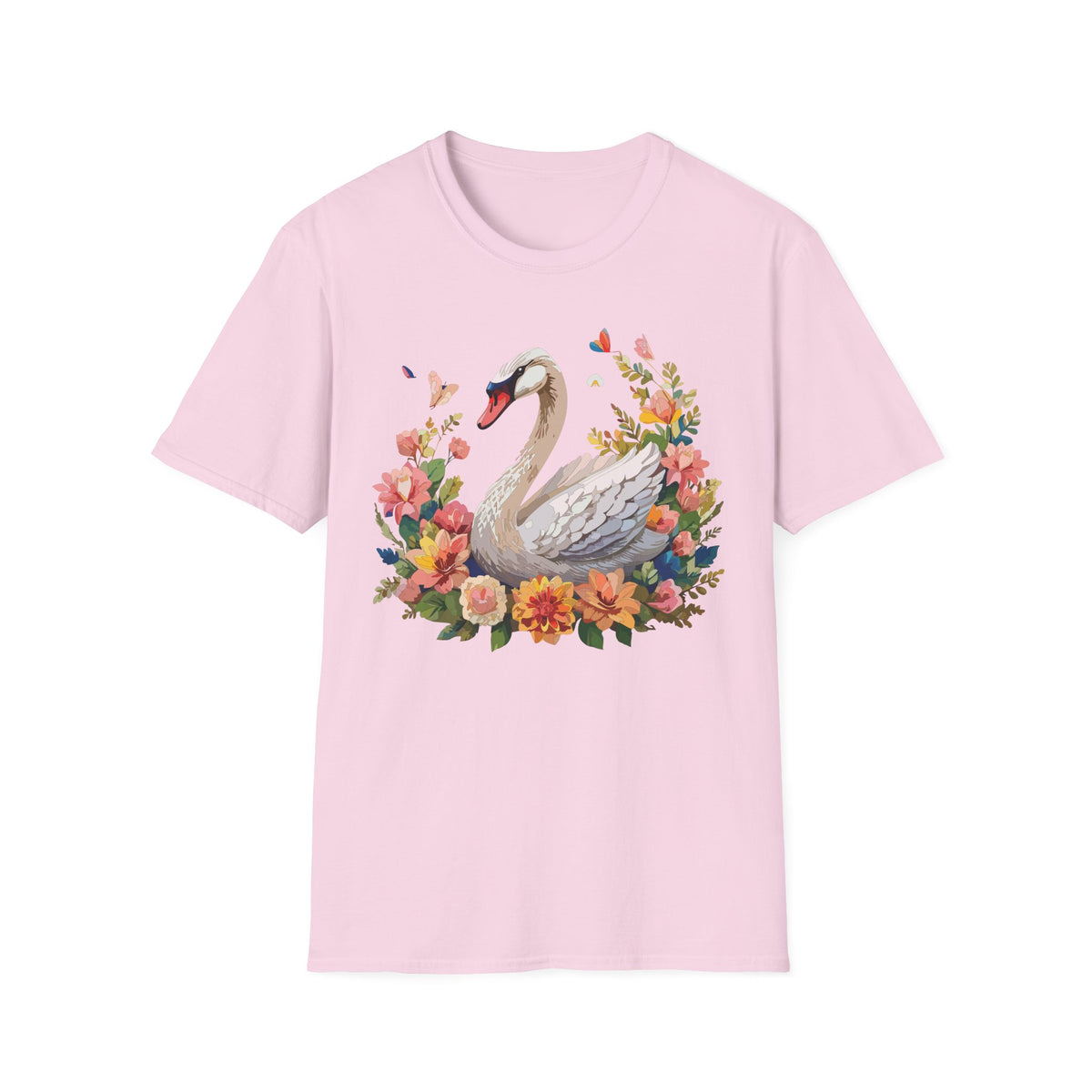 Floral Swan T-Shirt | Swan Illustration Tee, Floral Bird Shirt
