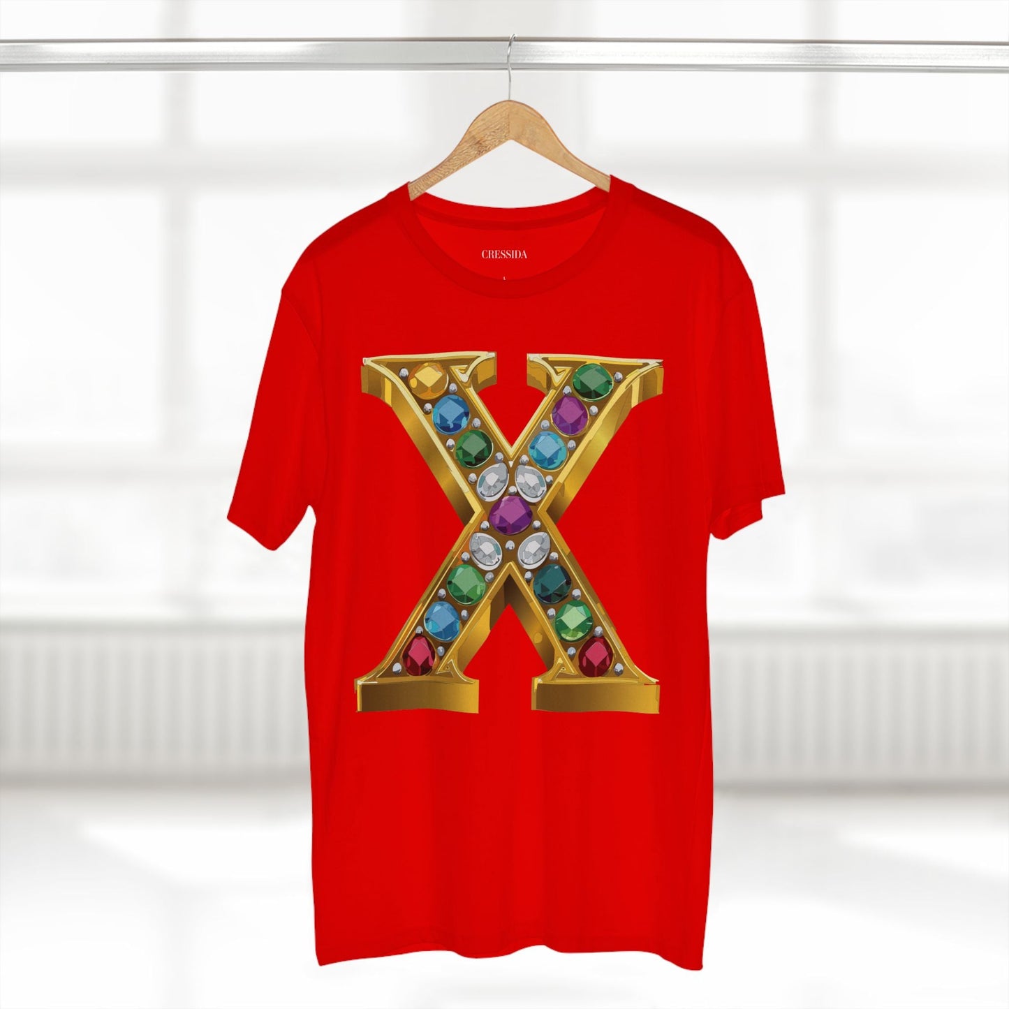 Letter X Graphic Design Tee Unisex 100 Cotton With Antique Gold Letters Artwork T-Shirt