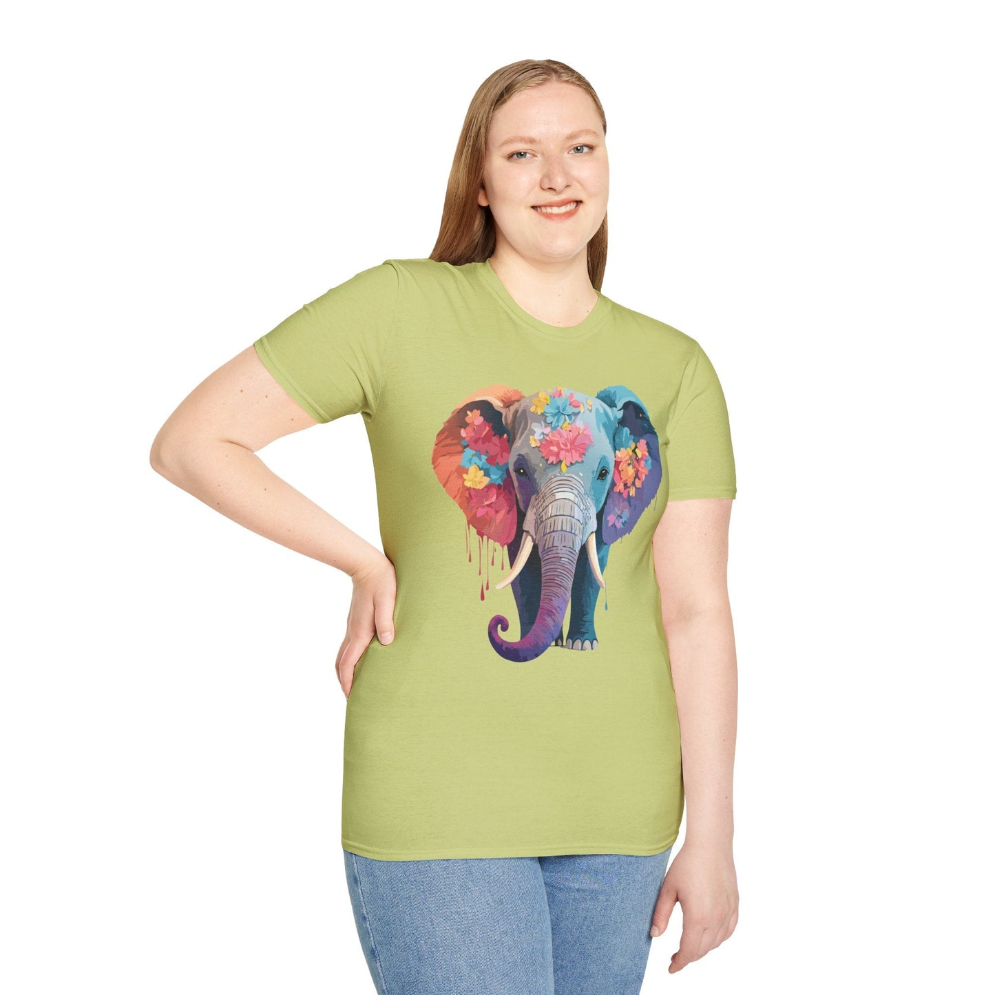 Unisex Elephant T Shirt Gildan SoftStyle 64000 100 Percent Ring Spun Cotton Tee Shirt