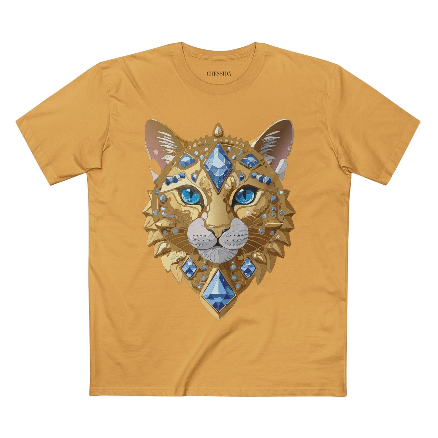 Cat Graphic Unisex 100 Cotton Tee With Unique Animal Golden Medallion Art Design 12