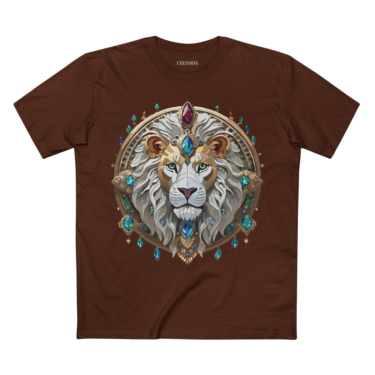 Lion Graphic Unisex 100 Cotton Tee With Unique Animal Golden Medallion Art Design 60