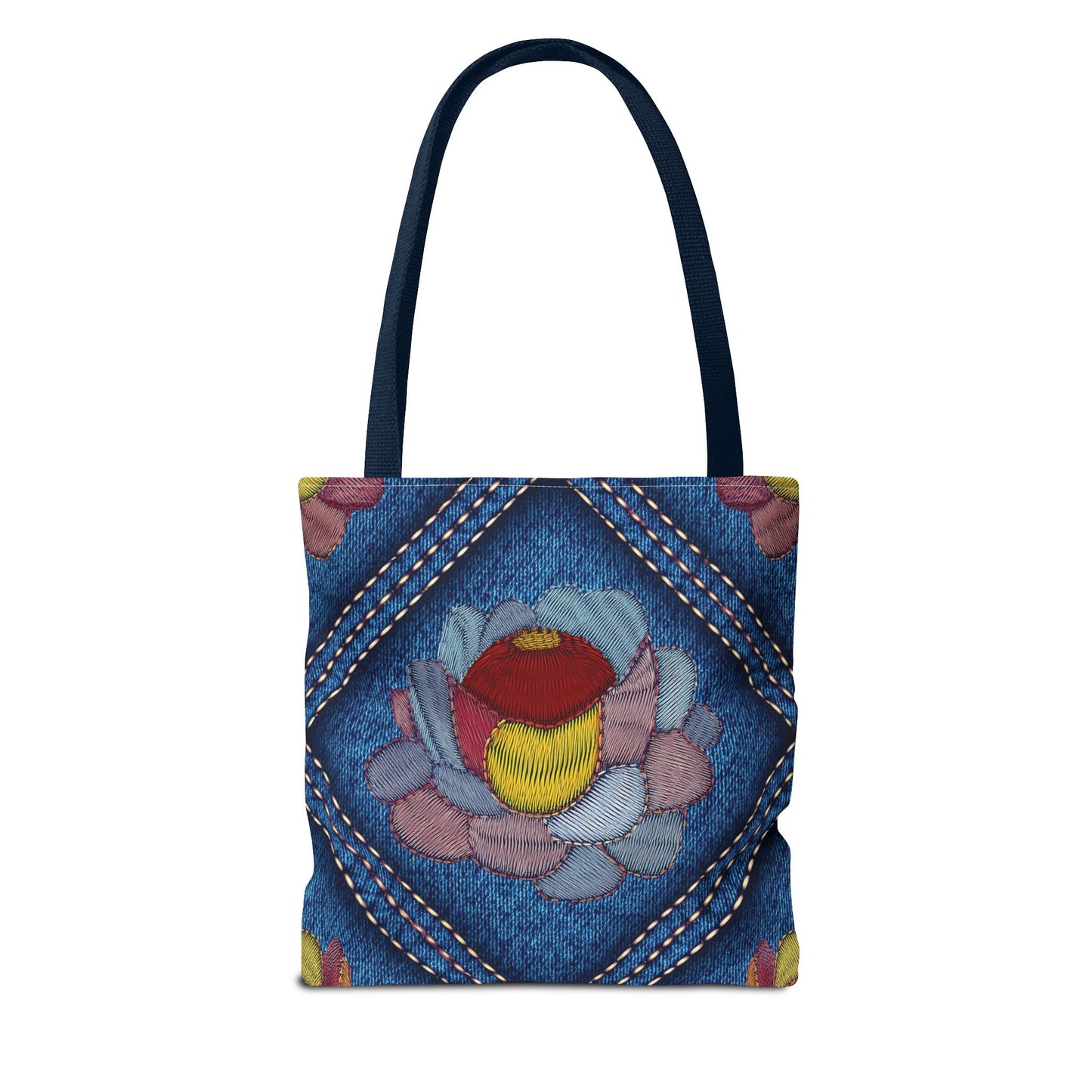 Denim Fabric Imitation Print Unisex Canvas Bag Poly Spun 3 Sizes Tote Bag 159-12