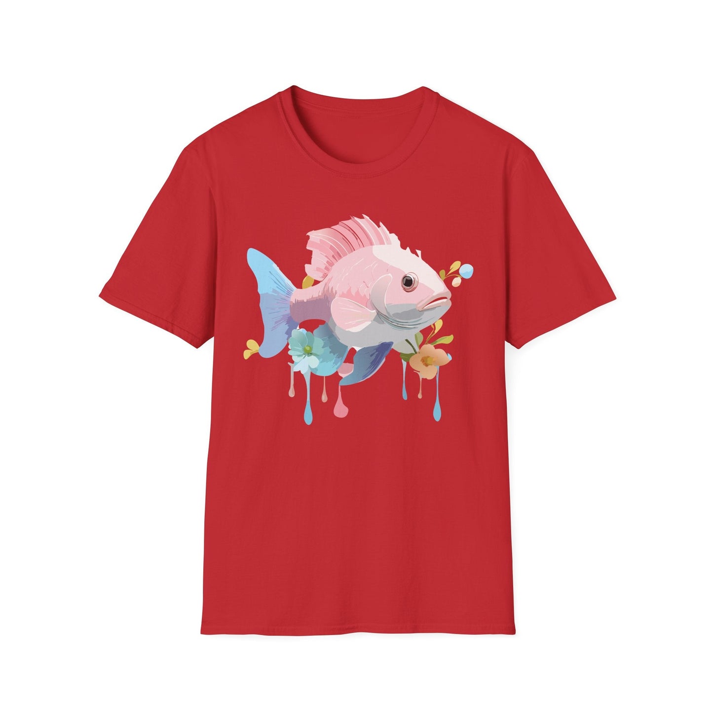Fish Art Design Shirt Unisex Graphic Tee With Fish Illustration Gildan Softstyle 64000