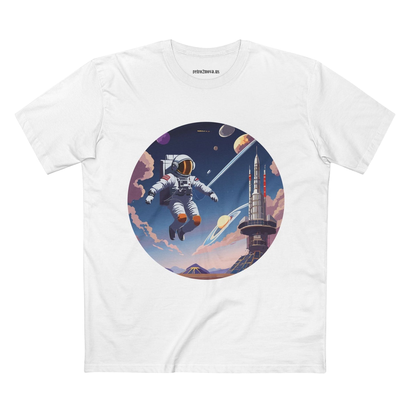 Cosmos Astronaut Shirt CS30 Unisex Premium Cotton Art Tee Featuring Retro2Nova Original Design