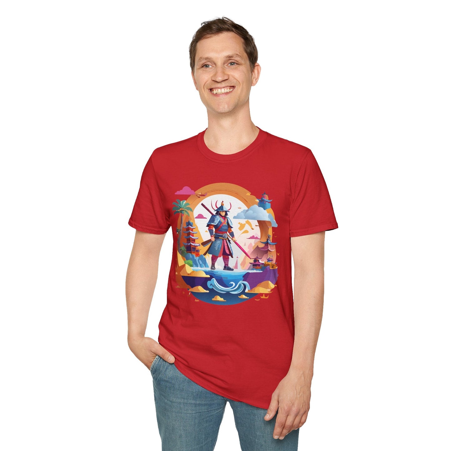 Samurai T Shirt Unisex Gildan Softstyle 64000 100 Percent Ring Spun Cotton Lightweight Tee