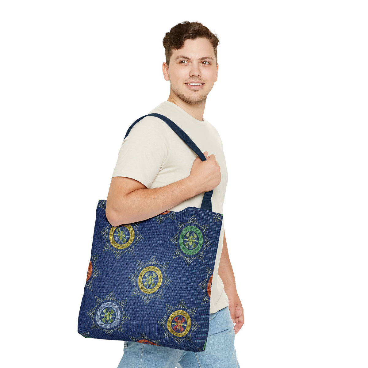 Diwali Graphic Denim Fabric Imitation Print Unisex Canvas Bag Poly Spun 3 Sizes Tote Bag 205-2
