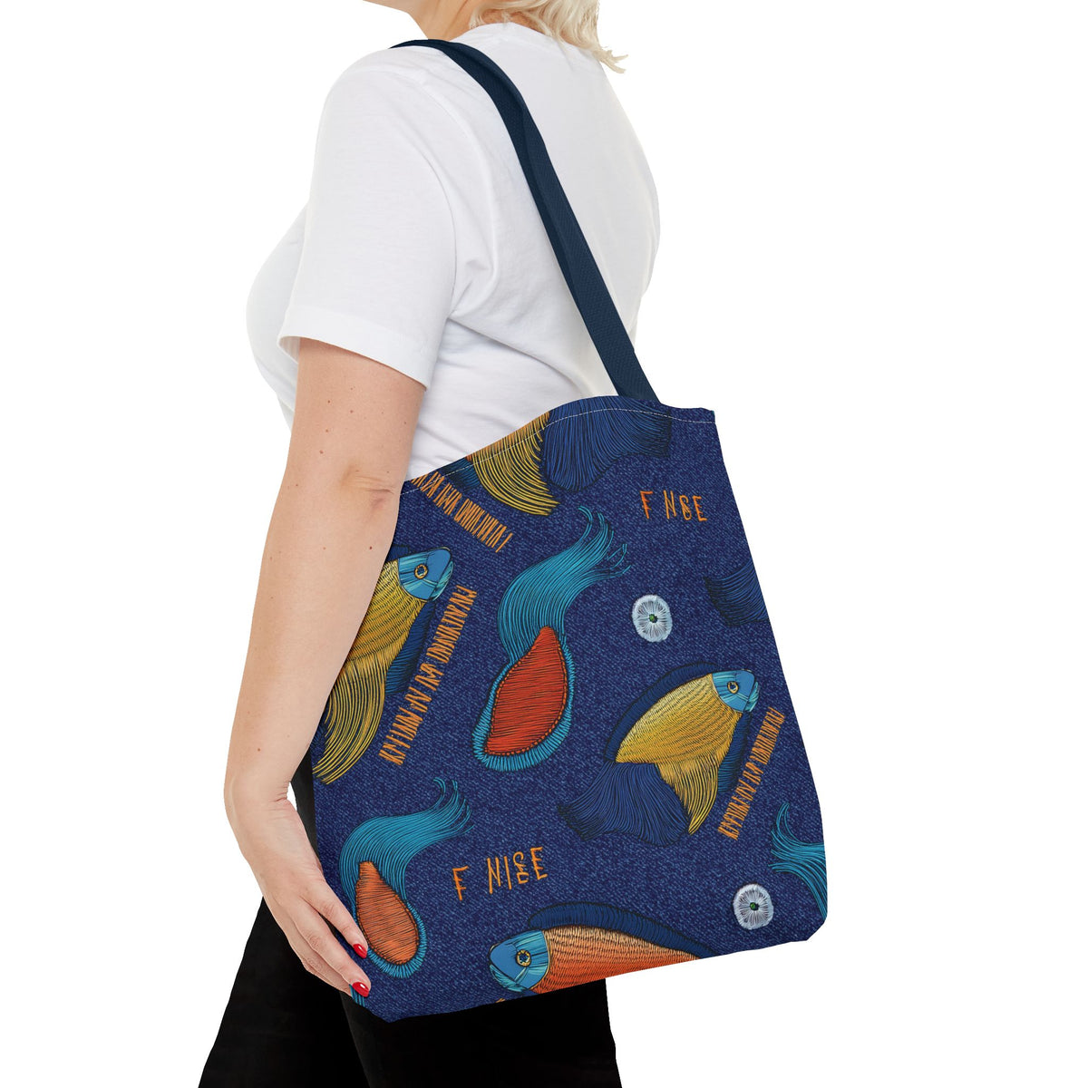 Denim Fabric Imitation Print Unisex Canvas Bag Poly Spun 3 Sizes Tote Bag 193