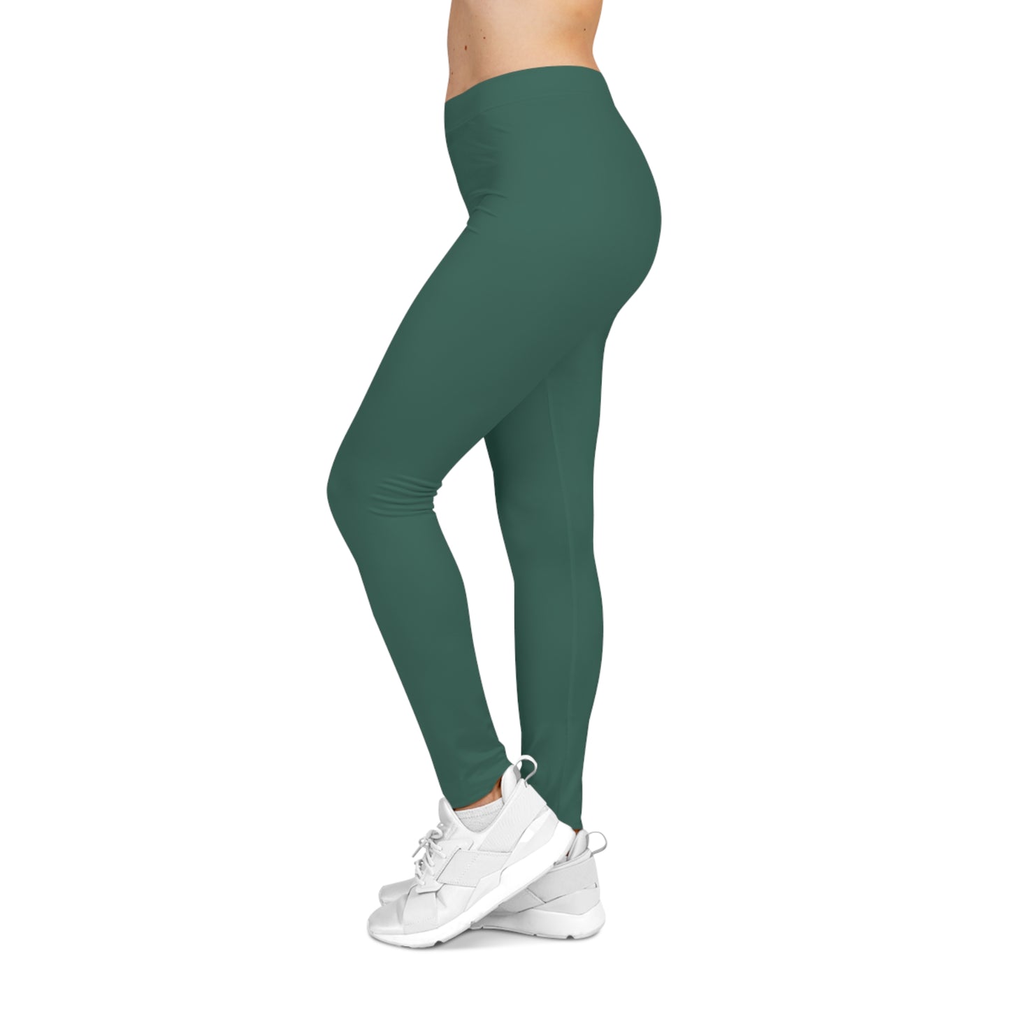 Dark Jungle Green Color Women's Poly-Span Casual Leggings XS-2XL