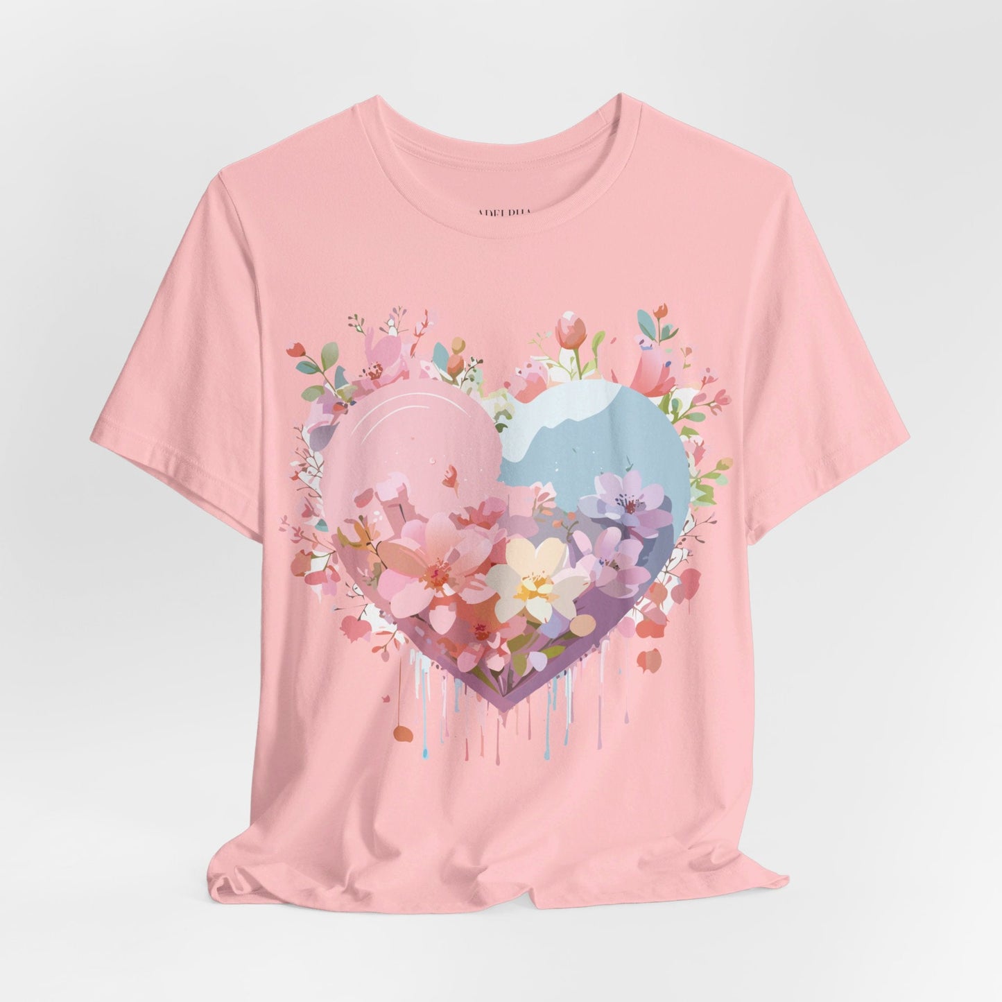 Valentine Day Graphic Unisex 100 Cotton Vintage Artwork with Love and Flower Design Tee 31