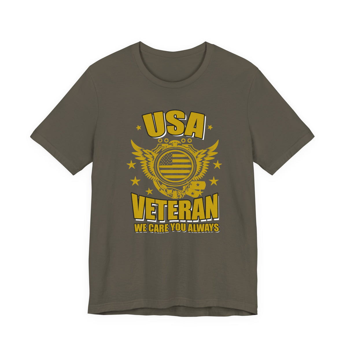 USA Veteran T-Shirt Military Emblem Winged Badge Stars Unisex Cotton v59