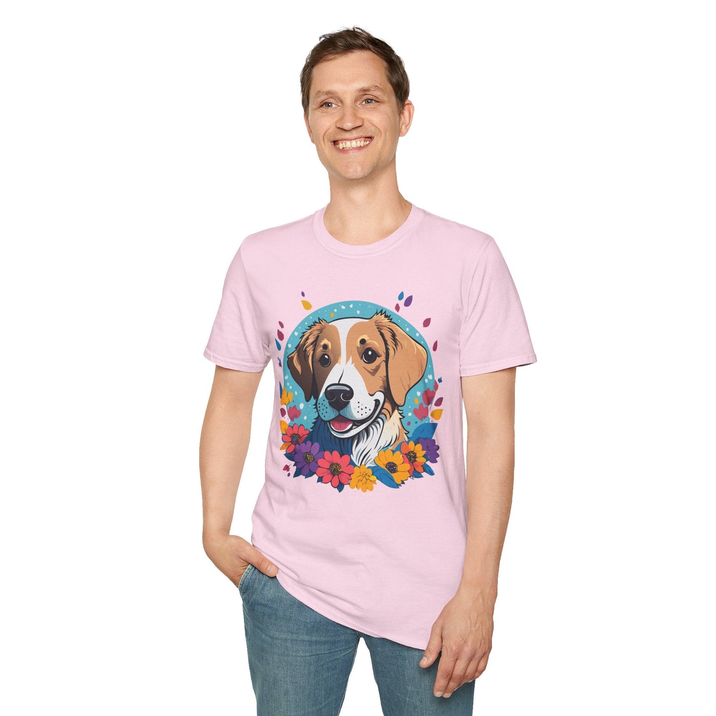 Unisex Dog Shirt Animal Print Tee Gildan Softstyle 64000 Cotton