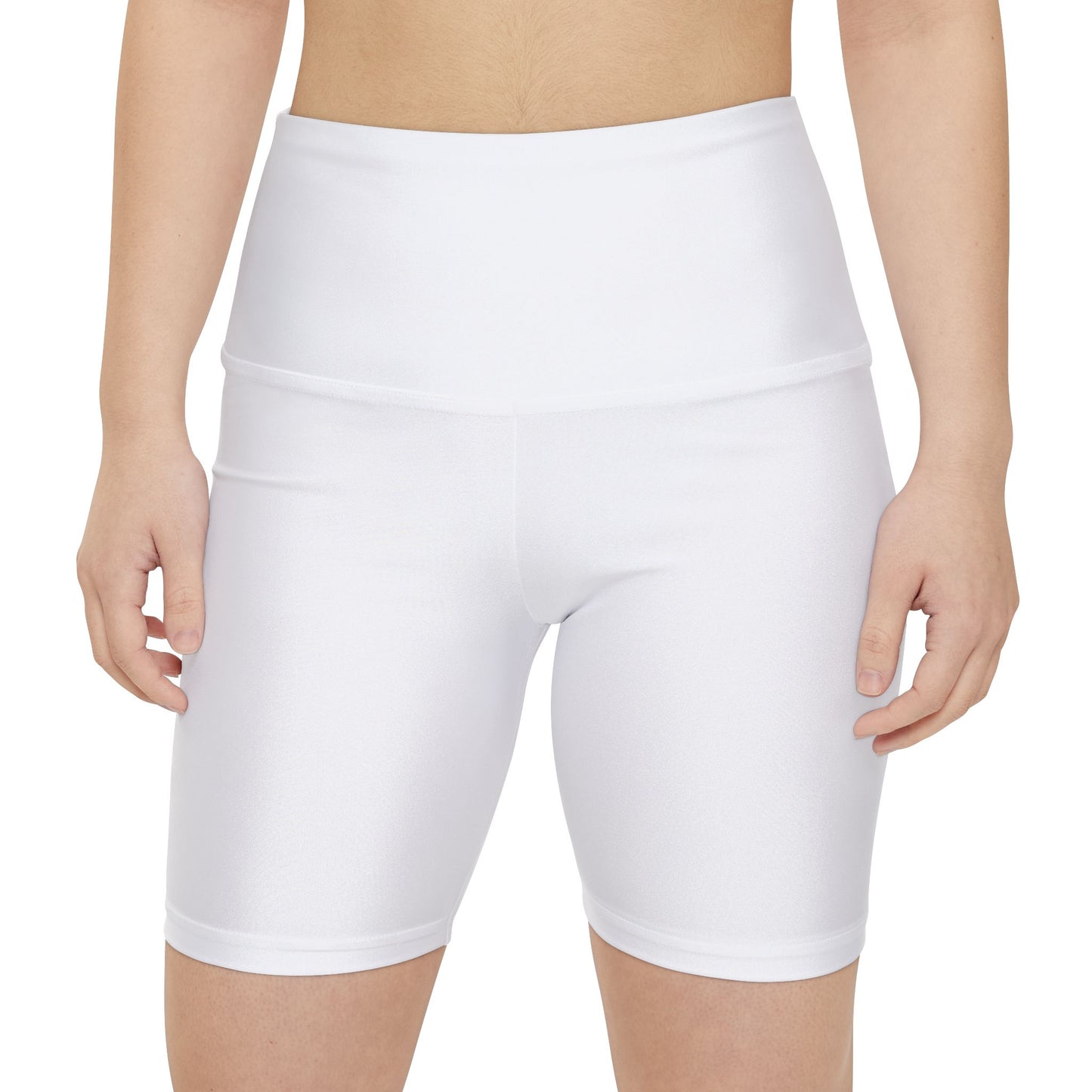 White Smoke Women's Workout Shorts — High-Waist Athletic Biker Shorts (AOP)