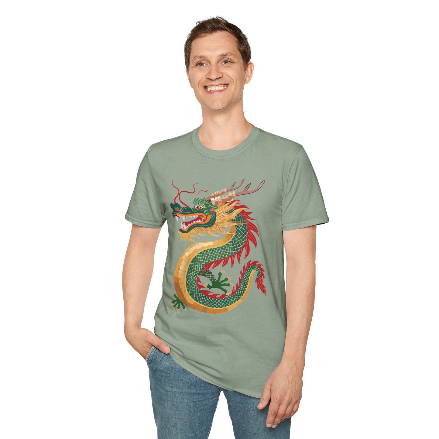 Dragon T Shirt Unisex Dragon Shirt With Animal Art Design Gildan Softstyle 64000 Tee