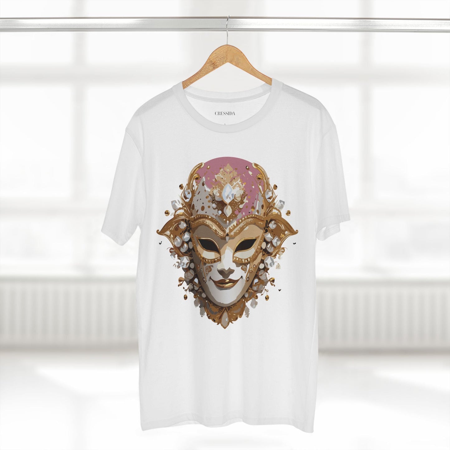 Carnival Mask Graphic T-Shirt Unisex 100 Cotton With Antique Gold Art Design Tee 19