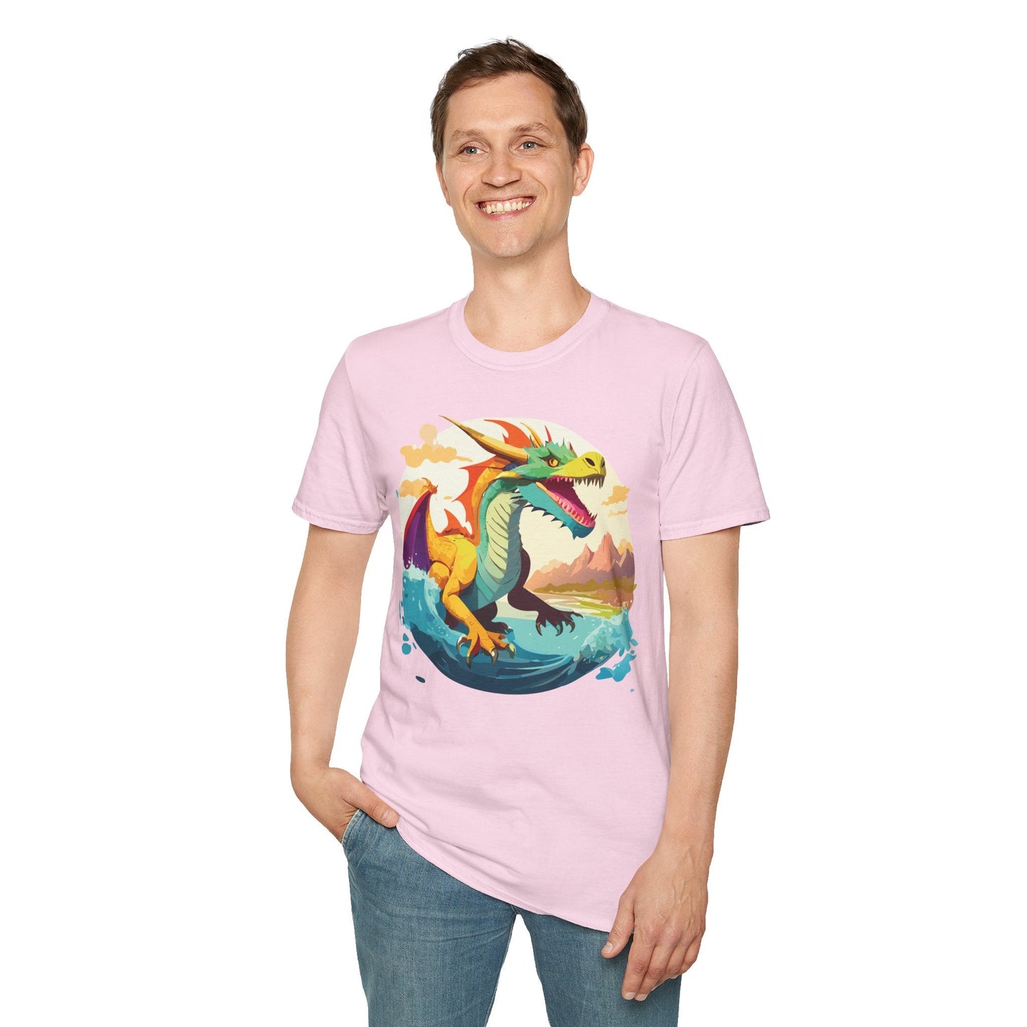 Dragon Graphic Unisex Cotton Softstyle Art Design Tee With Animals 13