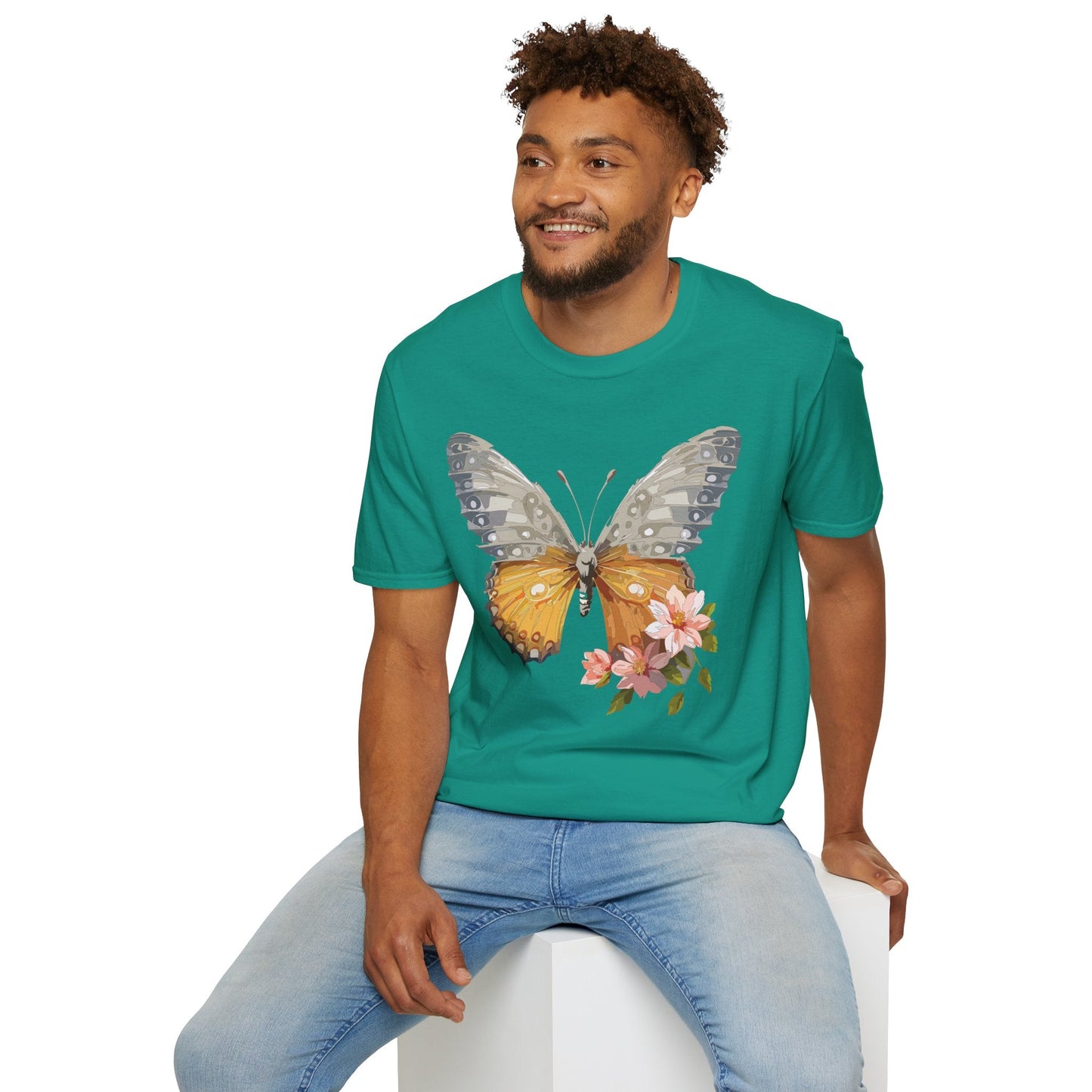 Unisex Butterfly T Shirt Monarch Print Softstyle Cotton Tee Gildan 64000 Lightweight Comfort