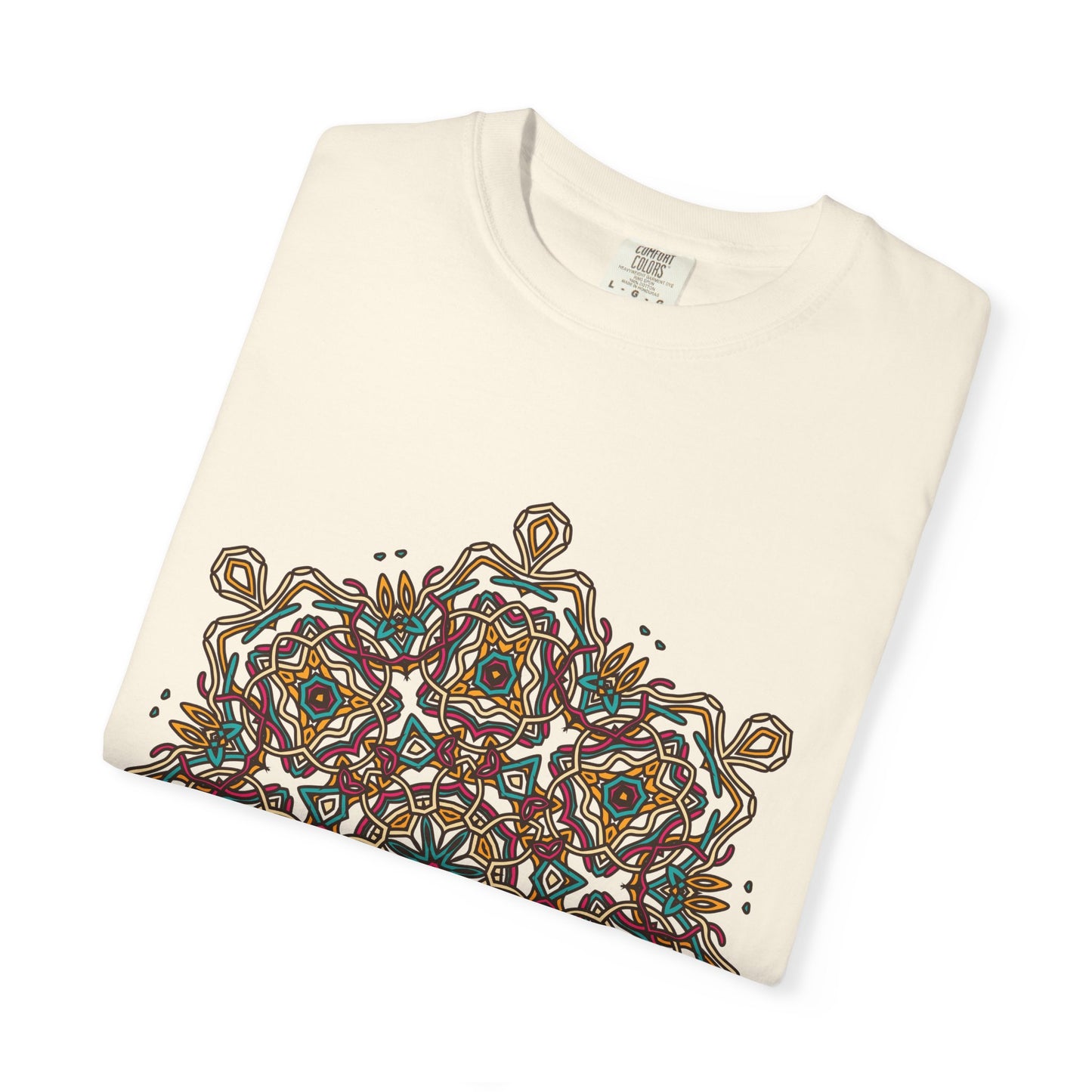 Unisex Garment Dyed Cotton T-Shirt with Mandala Graphic Design