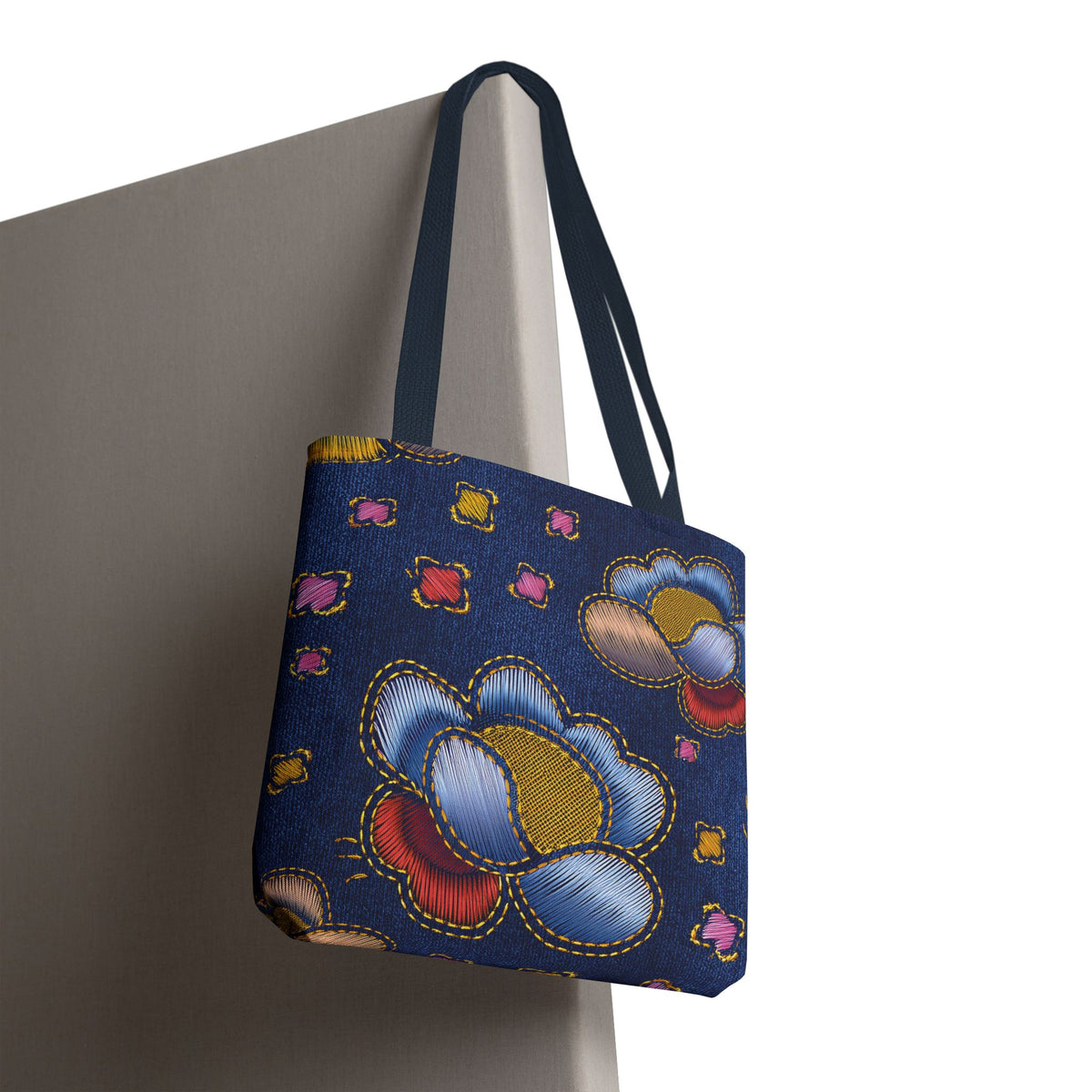 Denim Fabric Imitation Print Unisex Canvas Bag Poly Spun 3 Sizes Tote Bag 159-6