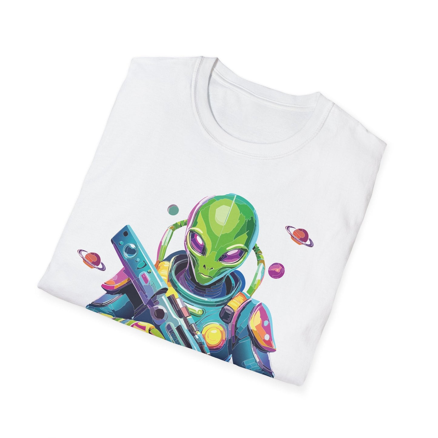 Alien Graphic Unisex Cotton Softstyle UFO Artwork Tee 8