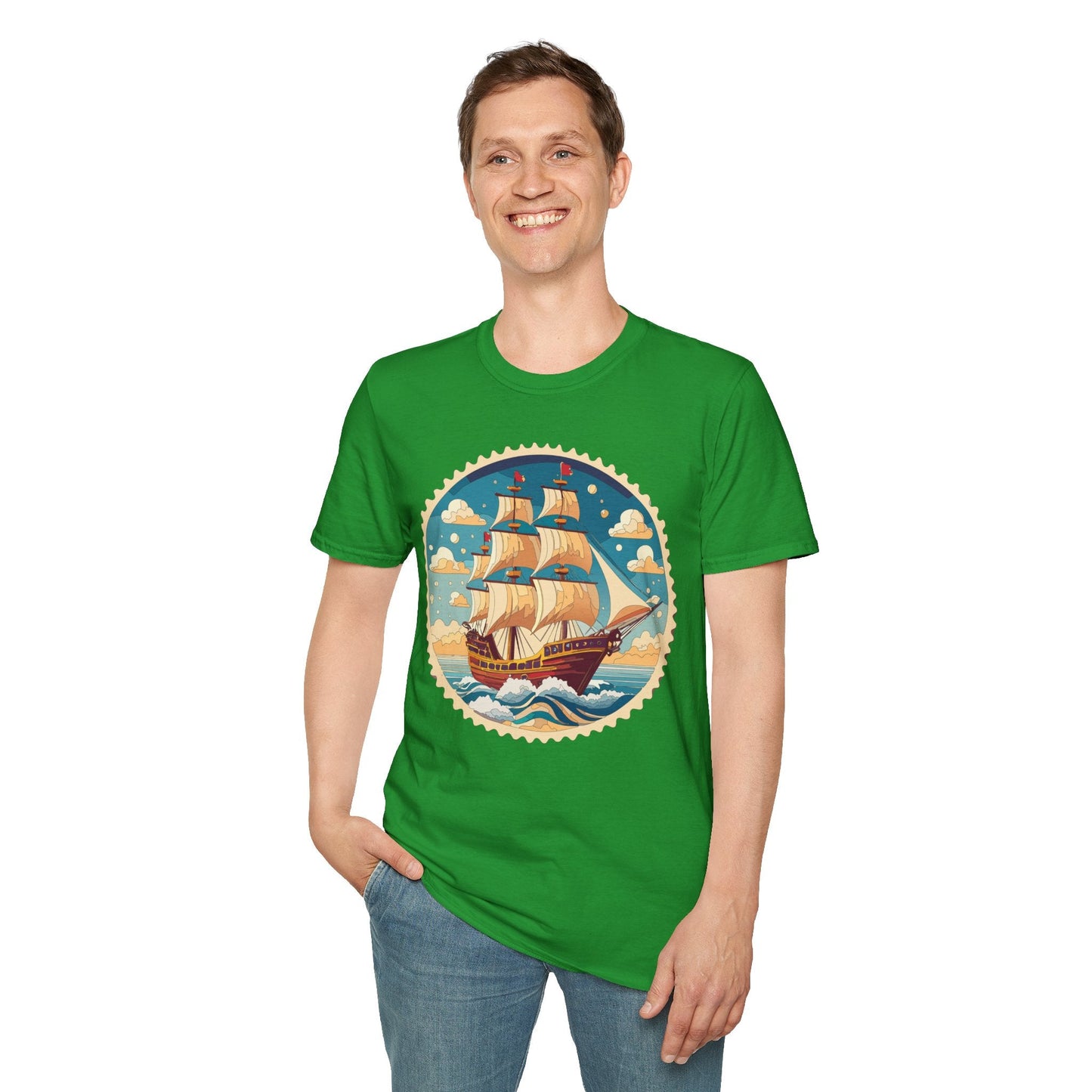 Frigate Ship T Shirt Unisex Short Sleeve 100 Percent Ring Spun Cotton Soft Tee Gildan 64000