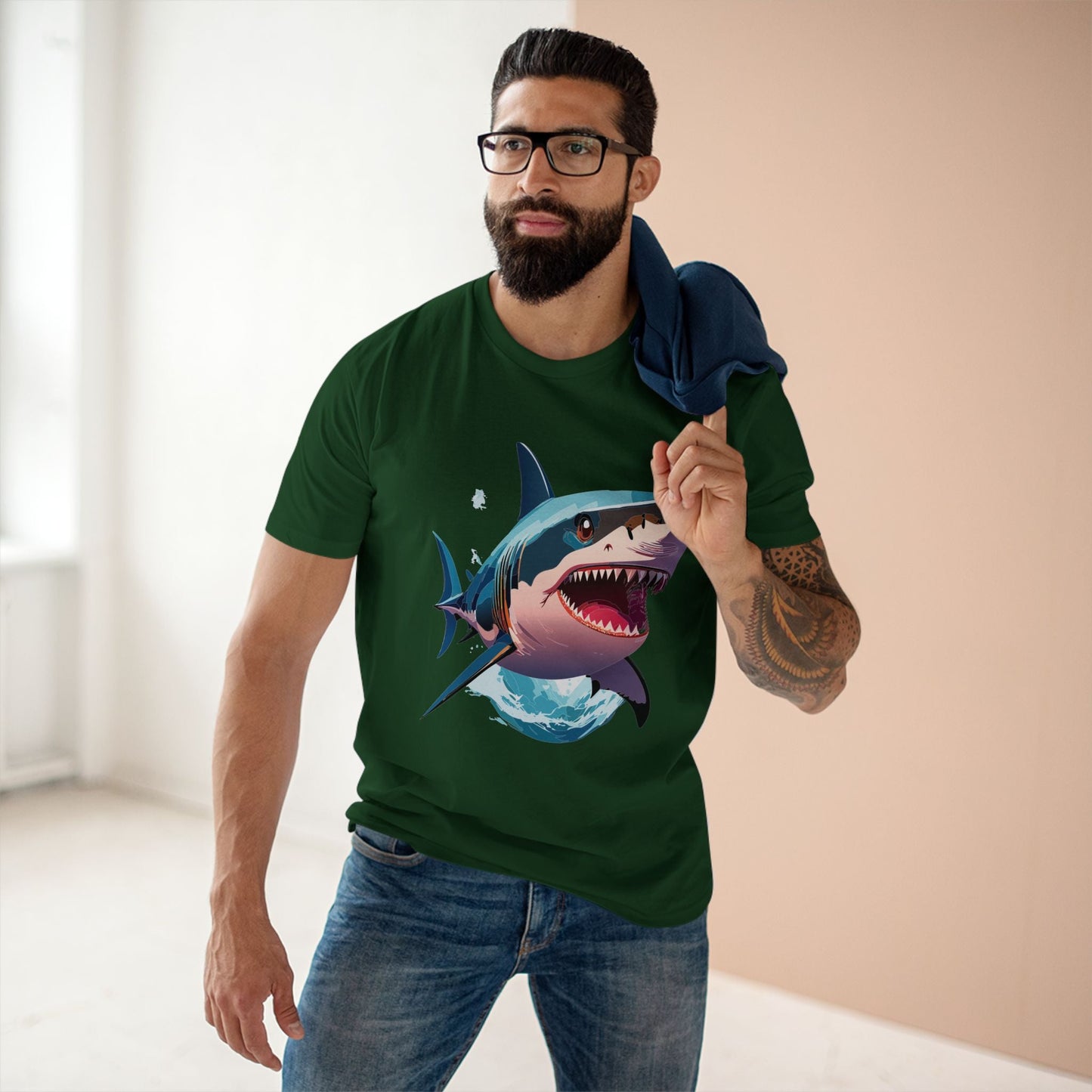 Shark Graphic Unisex 100 Cotton Staple Tee with Animal Design Artwork 11