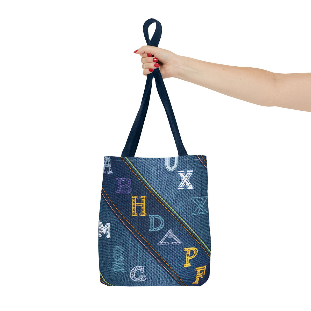 Denim Fabric Imitation Print Unisex Canvas Bag Poly Spun 3 Sizes Tote Bag 187-4