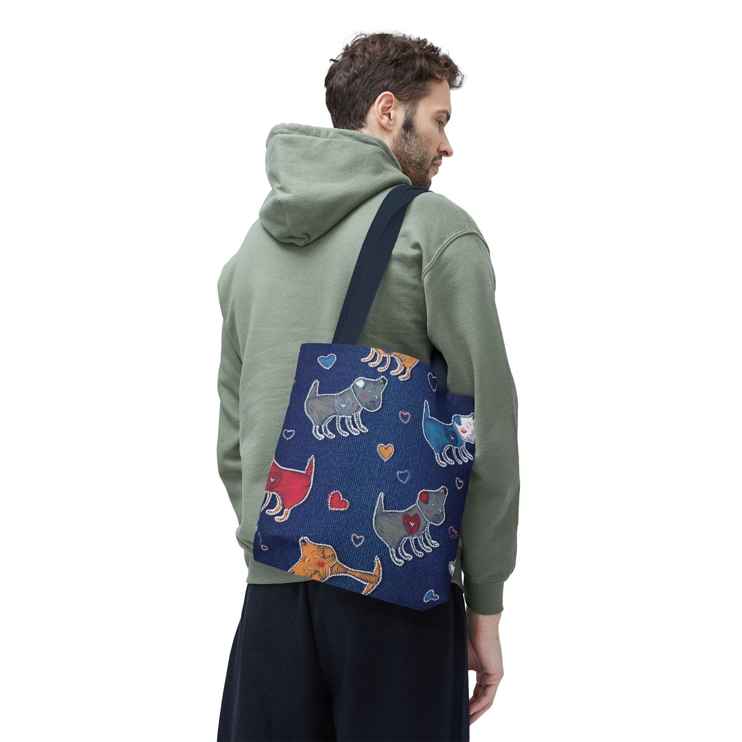 Love Day Graphic Design Denim Fabric Imitation Print Unisex Canvas Bag POLY 3 Sizes Tote Bag 201-13