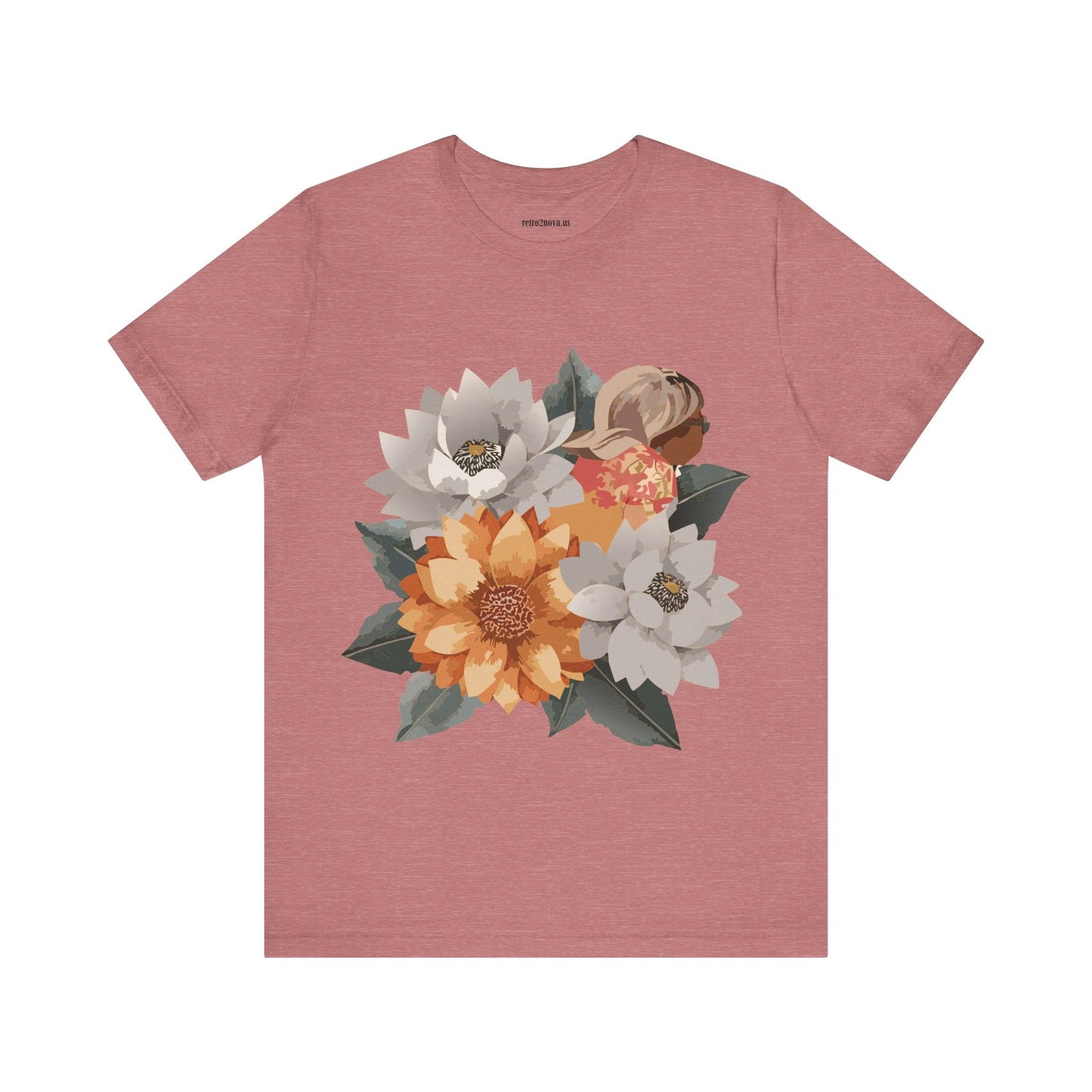 Retro2Nova Flowers Shirt Floral Shirt Unisex Floral Tee Lightweight Breathable Jersey