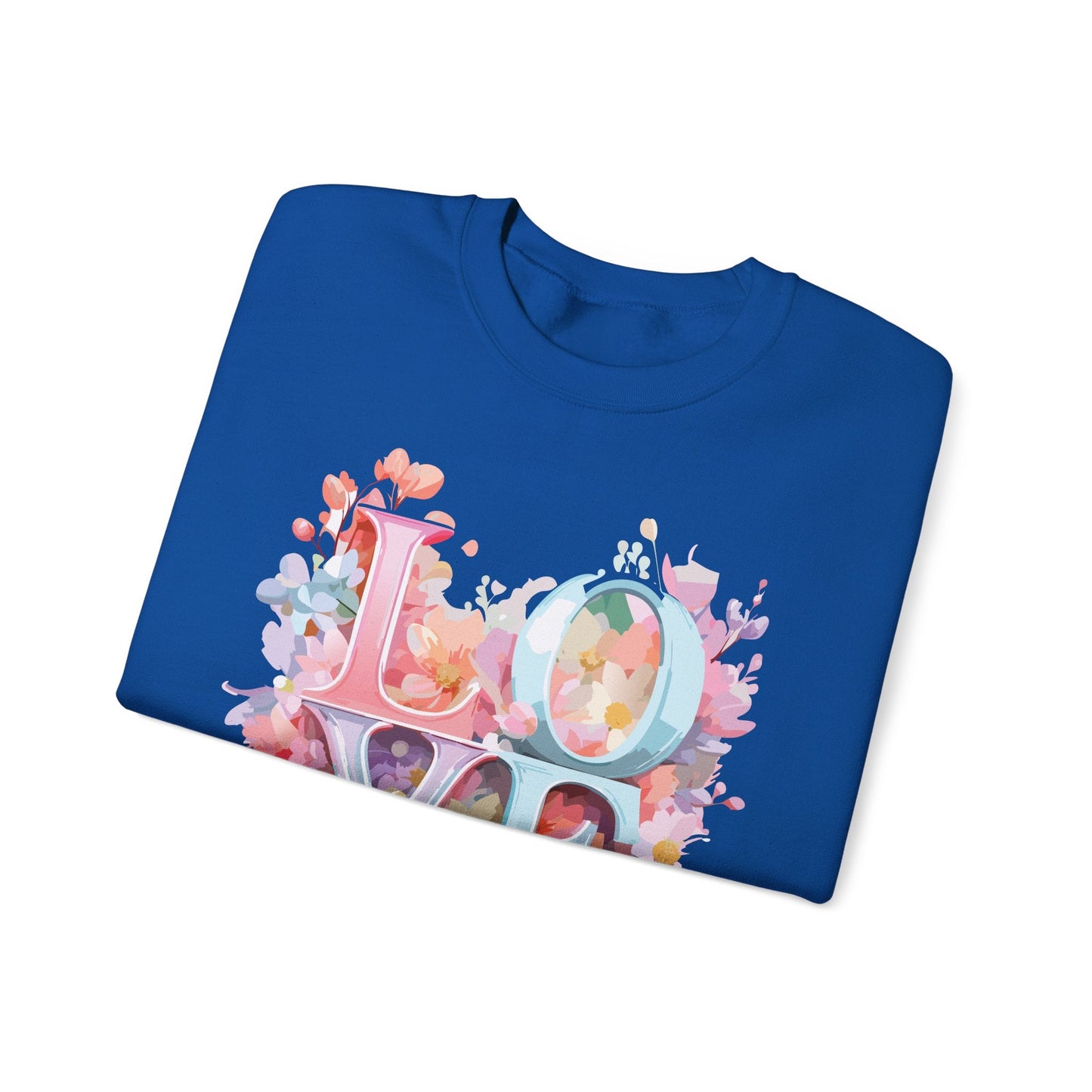 Floral Love Sweatshirt Unisex Valentines Day Crewneck Gildan 18000 50 Cotton 50 Polyester