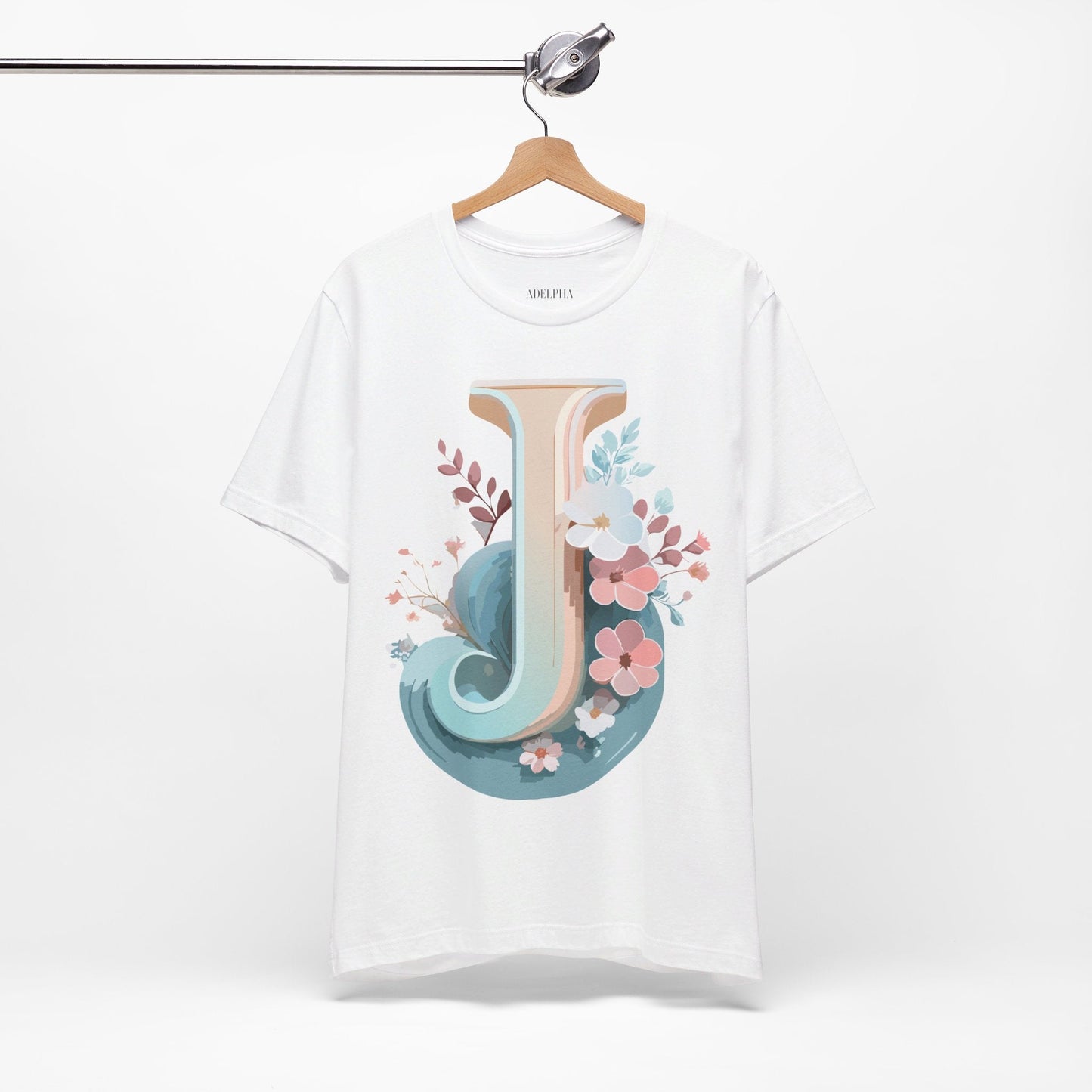 Letter J Shirt Graphic Tee For Unisex Style By Adelpha Vintage Inspired Art Tee Design