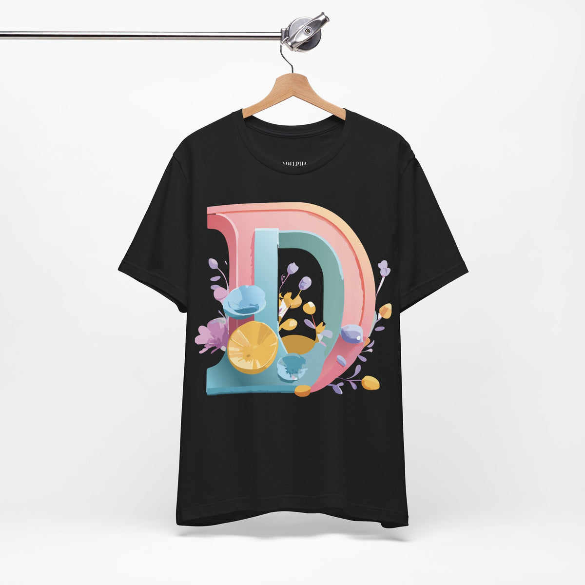 Letter D Graphic Unisex Cotton Bella+Canvas Tee with Art Letter Design