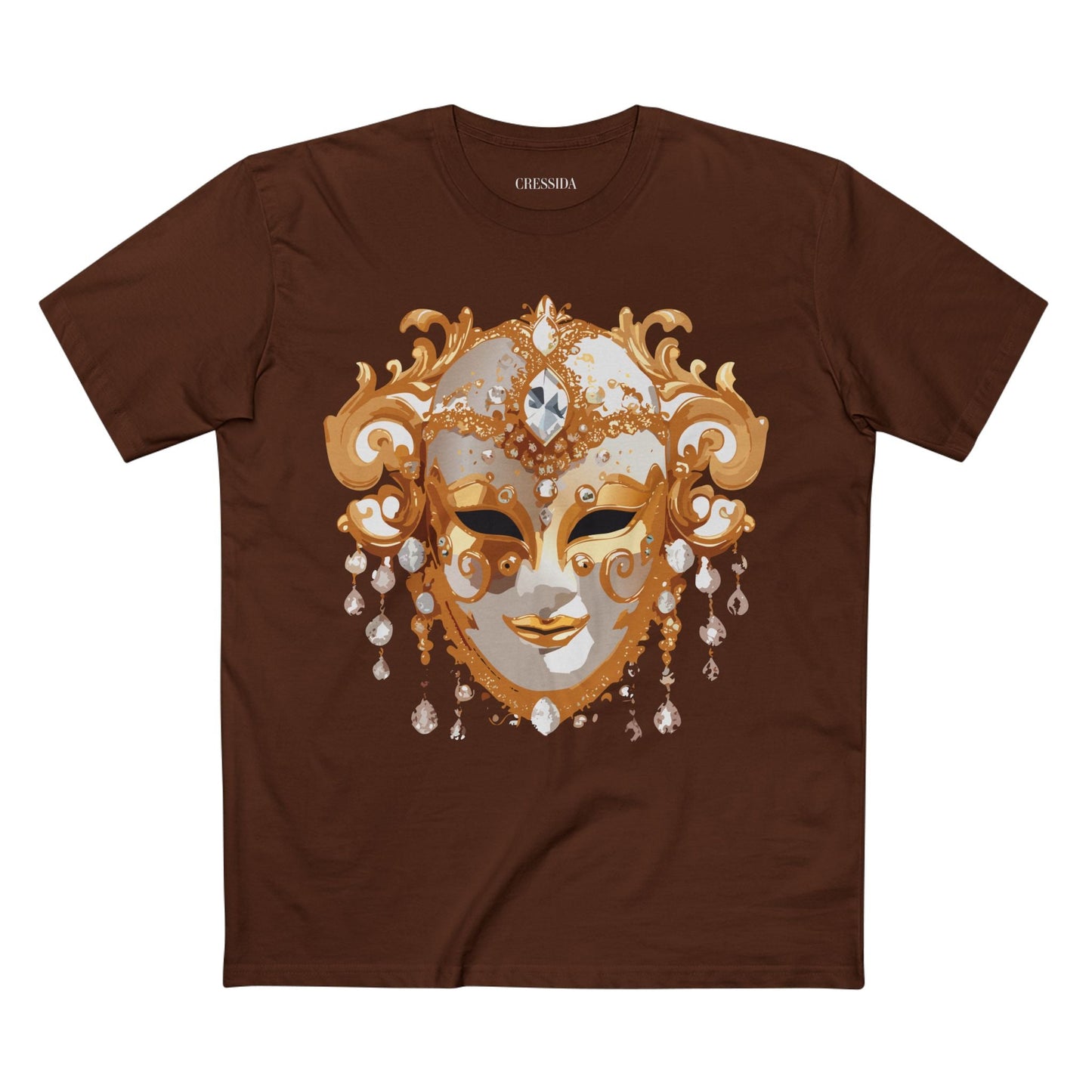 Carnival Mask Graphic T-Shirt Unisex 100 Cotton With Antique Gold Art Design Tee 24