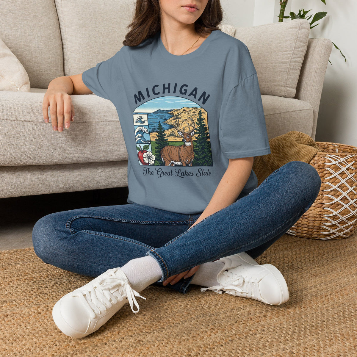 Michigan Scenic T-Shirt — Great Lakes State Vintage Travel Tourist Graphic Design Unisex 100 Cotton Gildan T-Shirt
