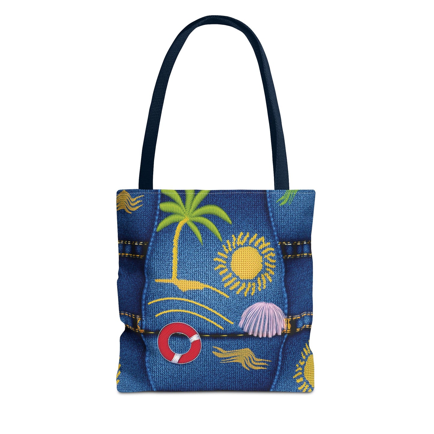 Denim Fabric Imitation Print Unisex Canvas Bag Poly Spun 3 Sizes Tote Bag 182-5