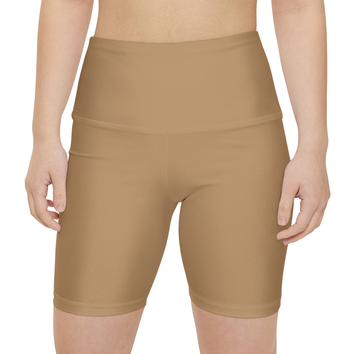 Camel High-Waist Women’s Workout Shorts — Neutral Tan Biker Shorts for Gym, Yoga & Everyday Activewear