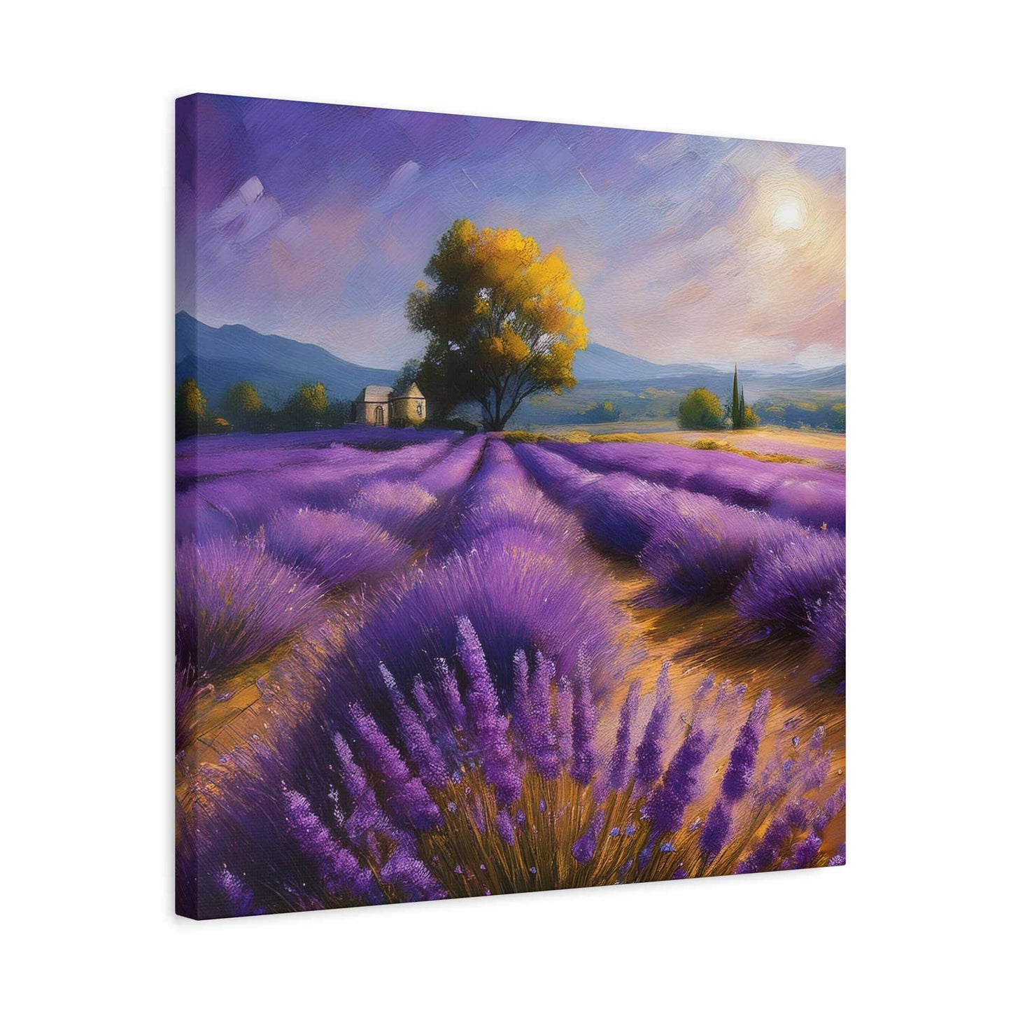 Lavender Landscape Print Canvas, Landscape Oil Paint Print 20x20, 24x24, 30x30, 32x32, 36x36 Art Design Print Non-Frame MC-35