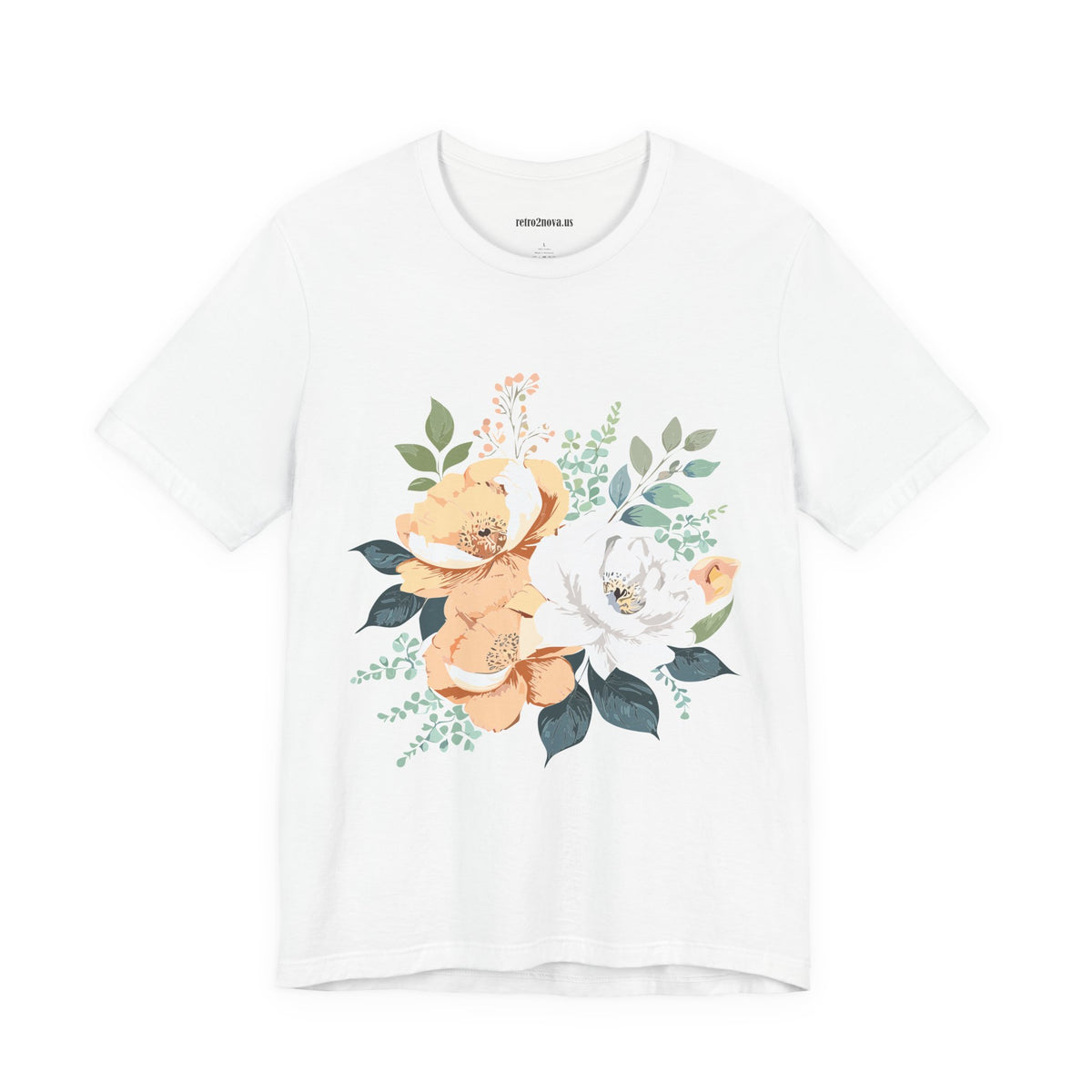 Floral Graphic Unisex Cotton Bella+Canvas Tee with Flowers Design ab14