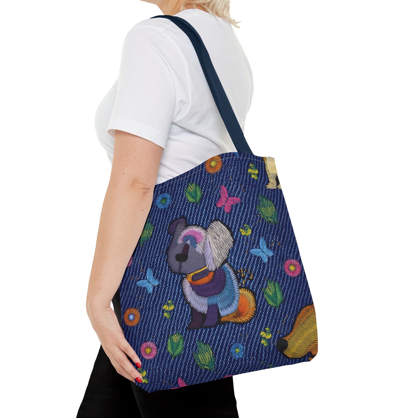 Denim Fabric Imitation Print Unisex Canvas Bag Poly Spun 3 Sizes Tote Bag 191-3