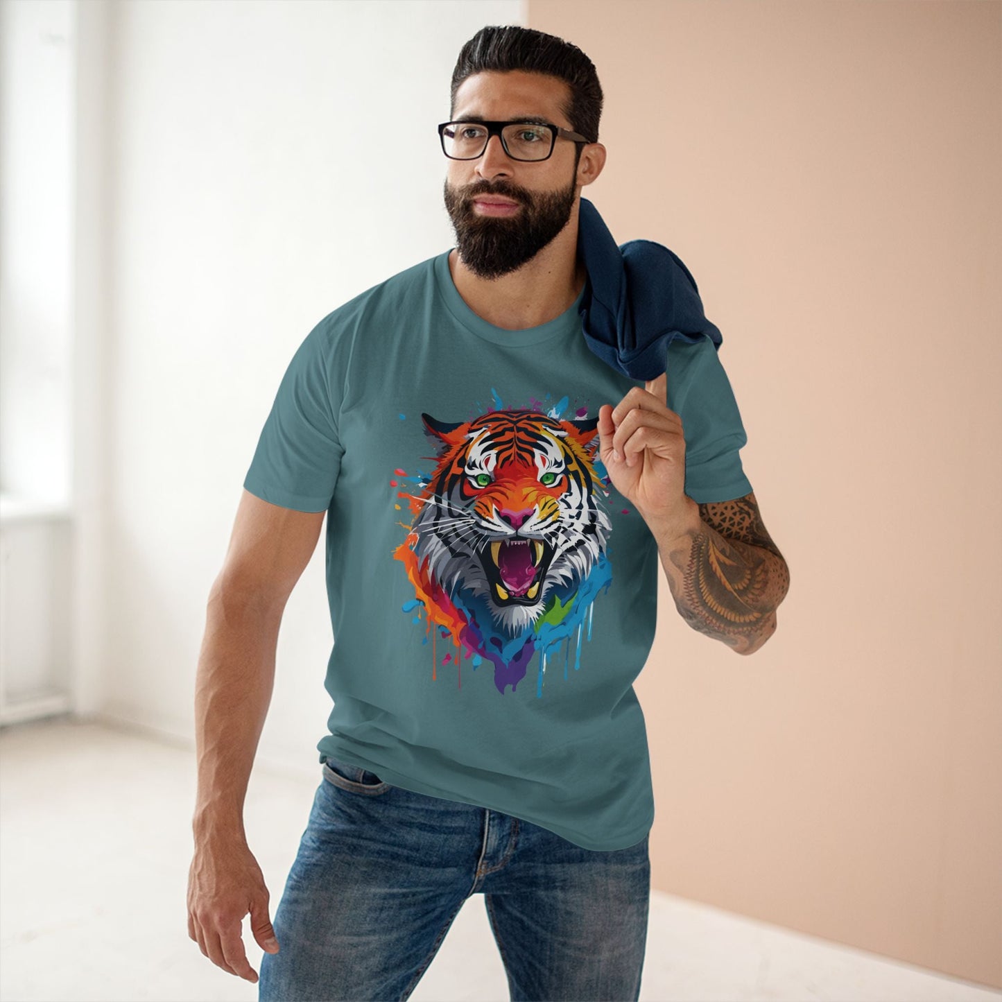 Tiger Graphic Unisex 100 Cotton Staple Tee with Animal Design Artwork 32