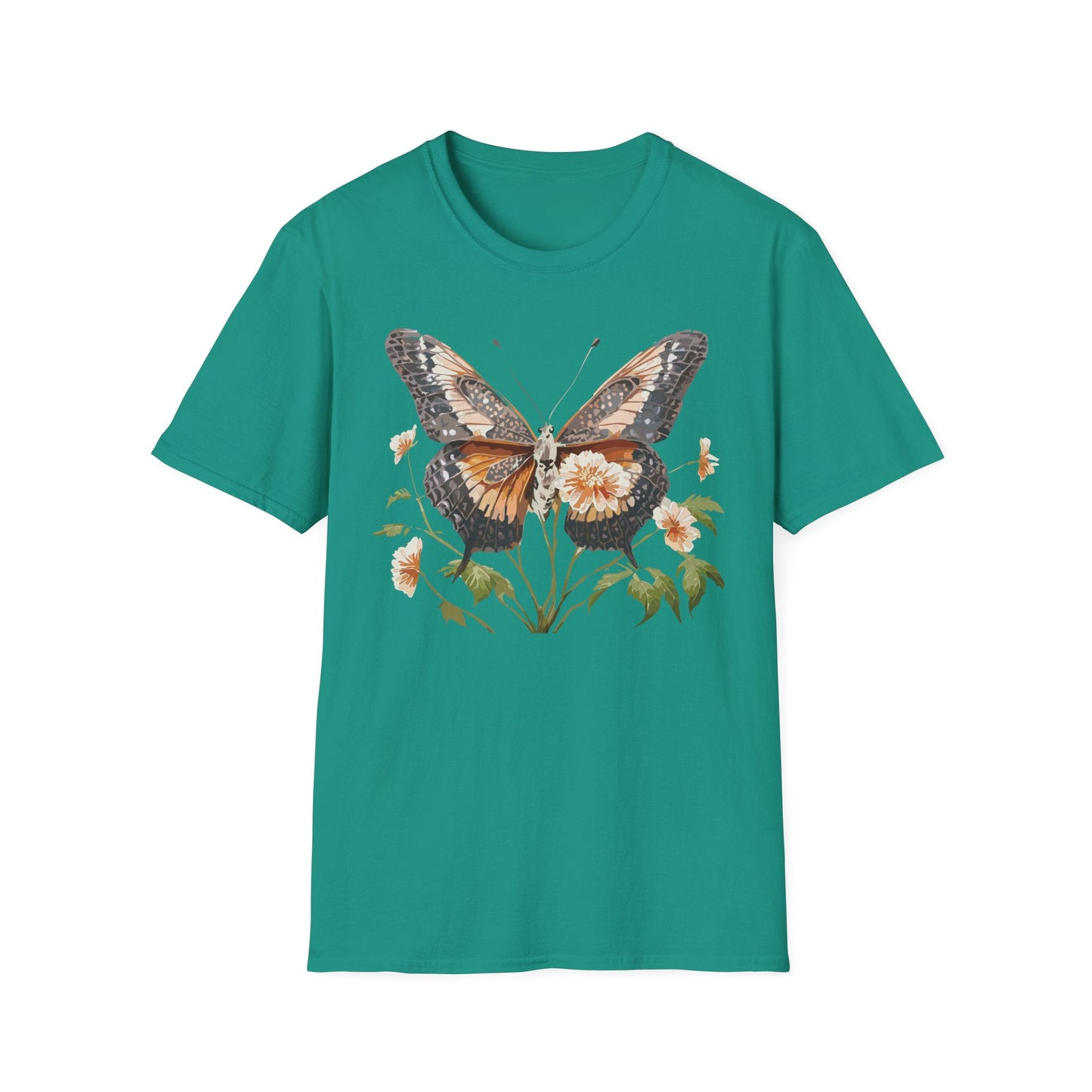 Butterfly T Shirt Unisex Softstyle Gildan 64000 Cotton Tee Monarch Print Comfort