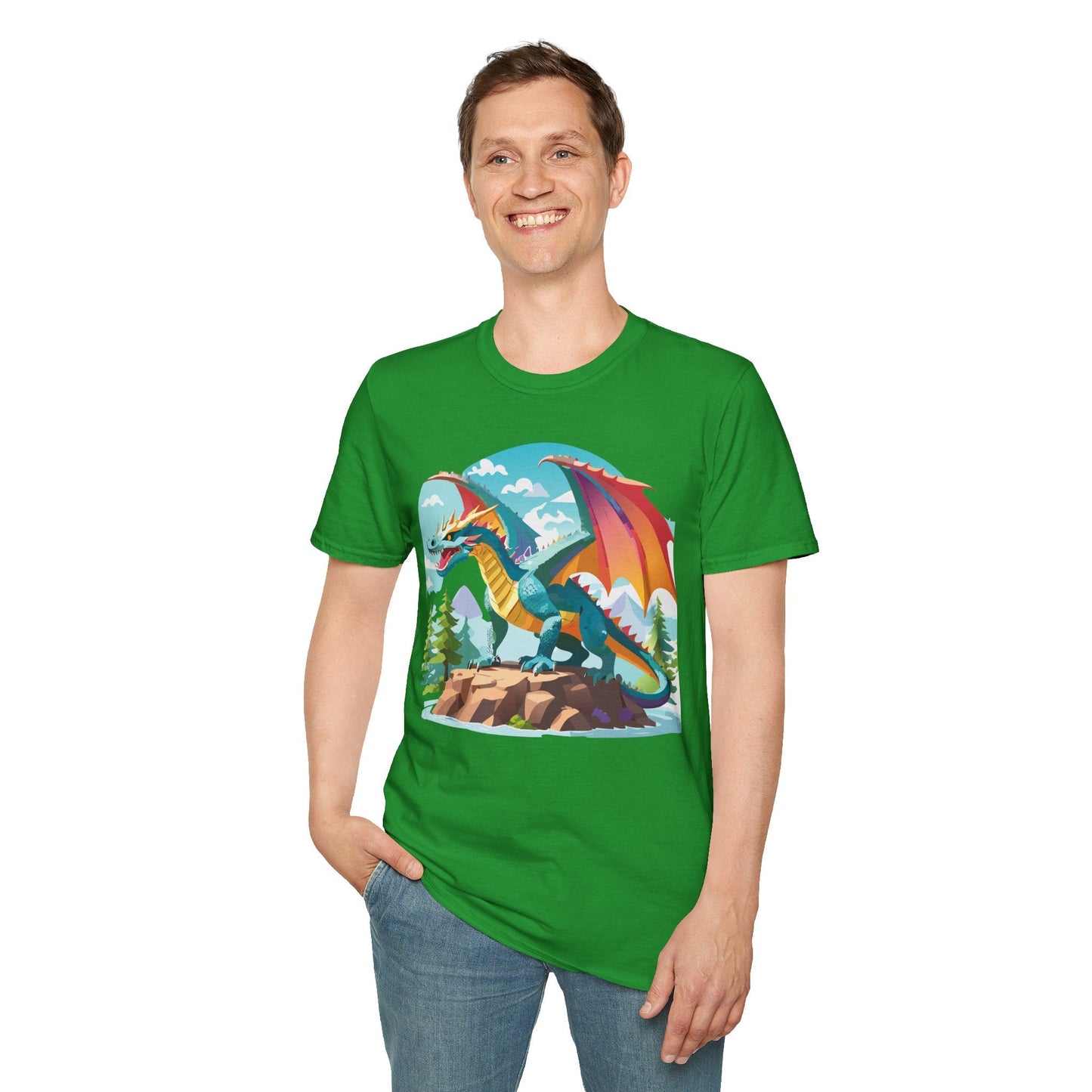 Dragon Graphic Tee Unisex Softstyle 100 Percent Ring Spun Cotton Animal Art Print Shirt