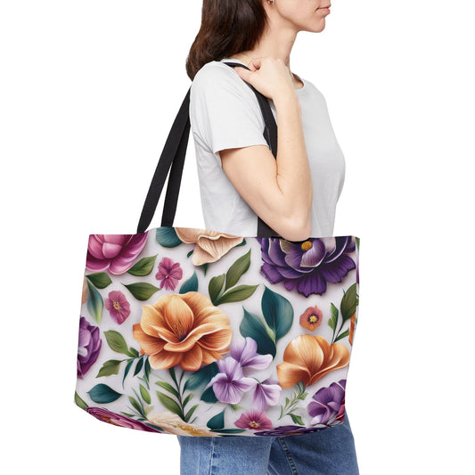 Floral Print Poly Canvas Weekender Bag 14