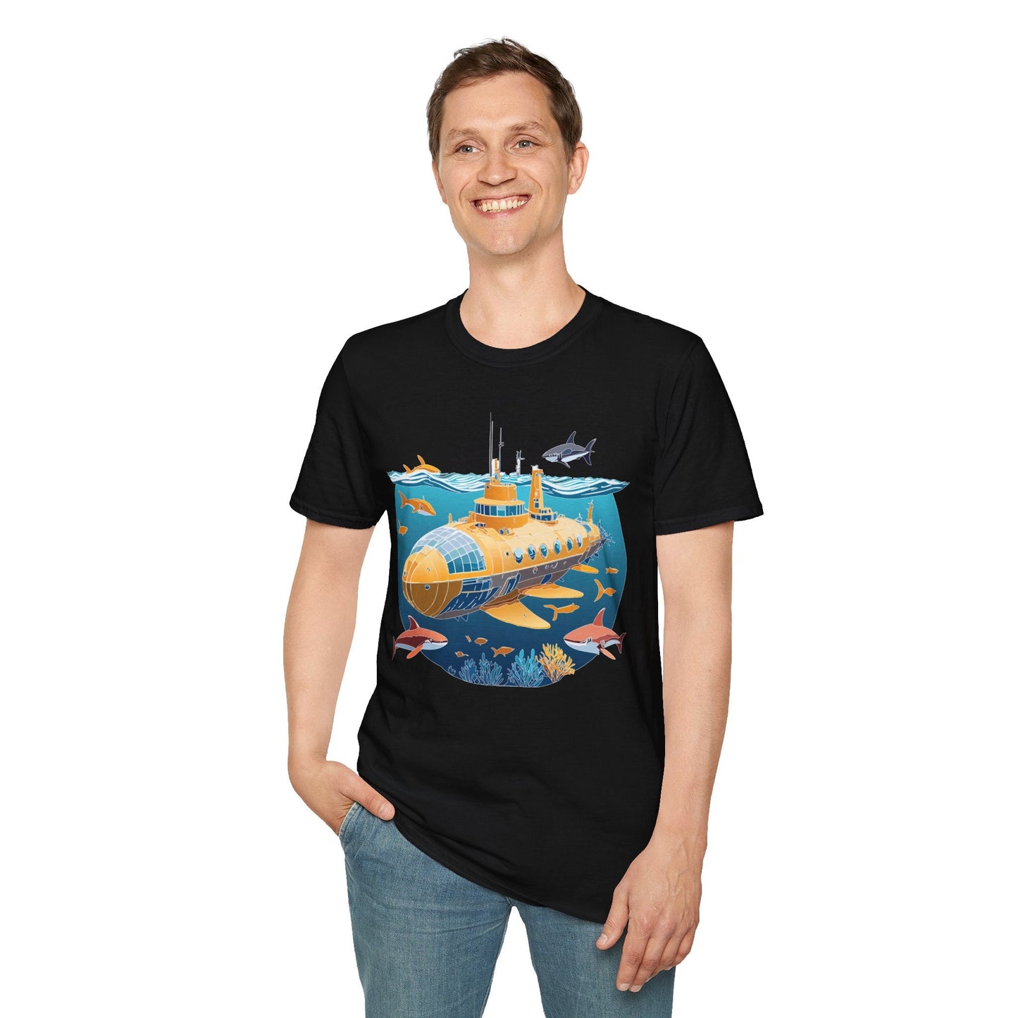 Ocean Themed Unisex Softstyle T Shirt 100 Percent Ring Spun Cotton U Boat Design Tee Everyday
