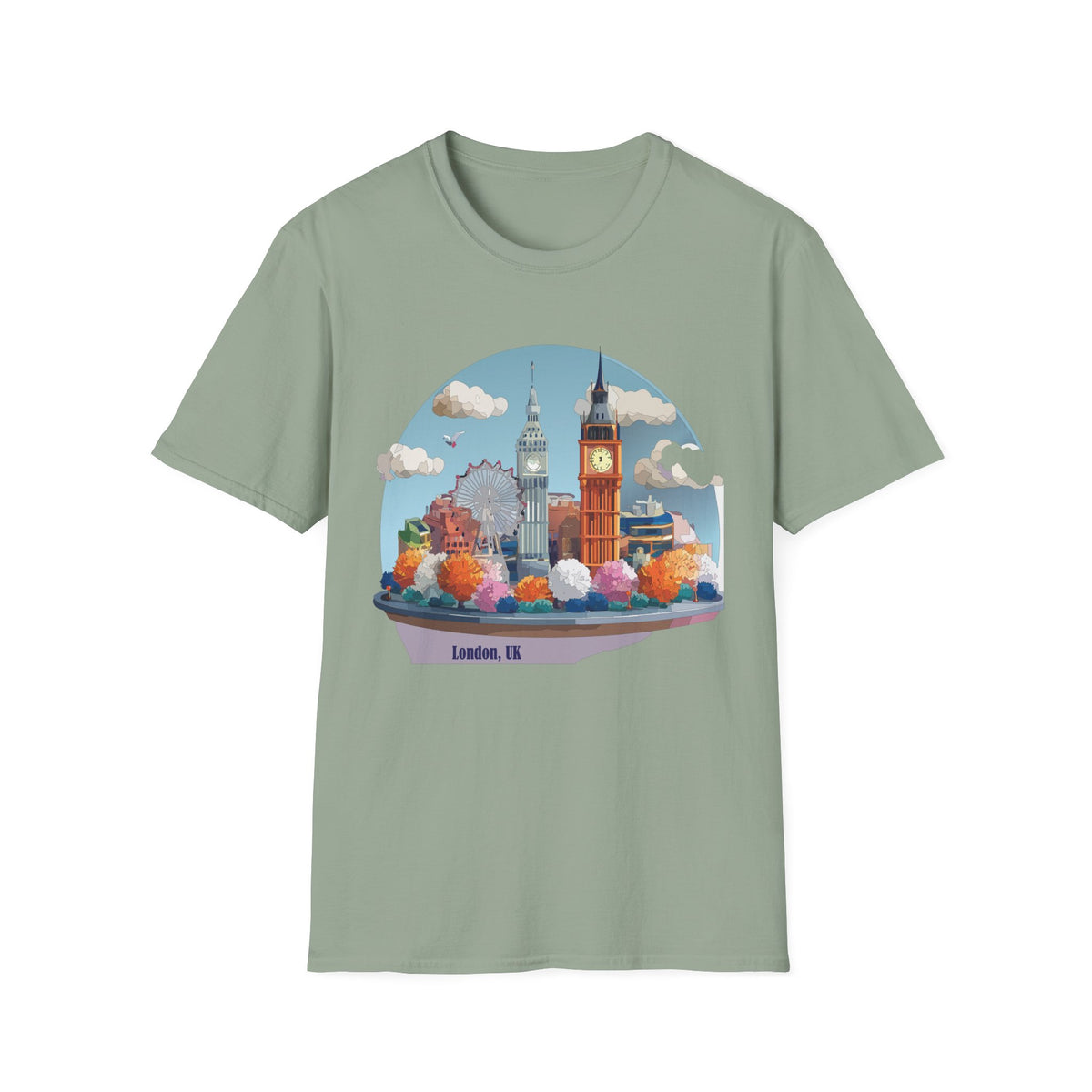 London Skyline illustration T-Shirt | Big Ben, London Eye, cityscape