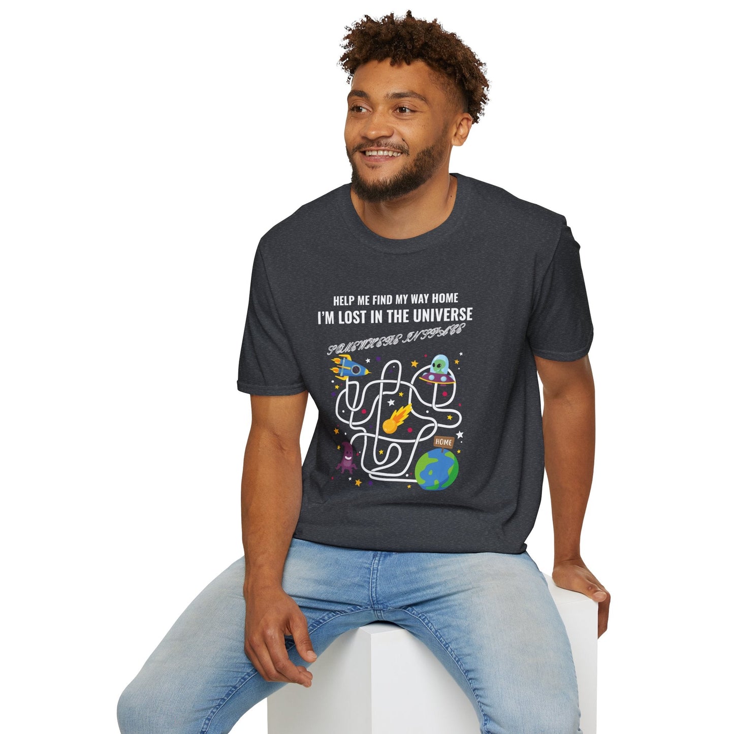 Lost in the Universe Maze TShirt Unisex Cotton Funny Space Puzzle Tee