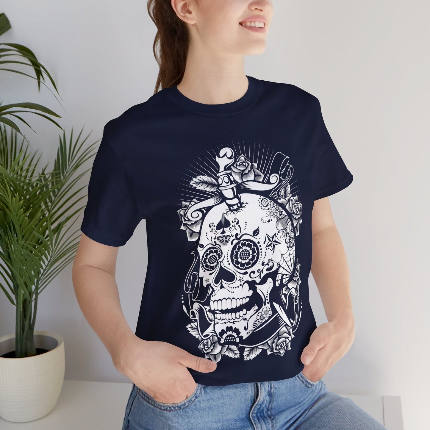 Unisex Cotton Tee Shirt with Skull