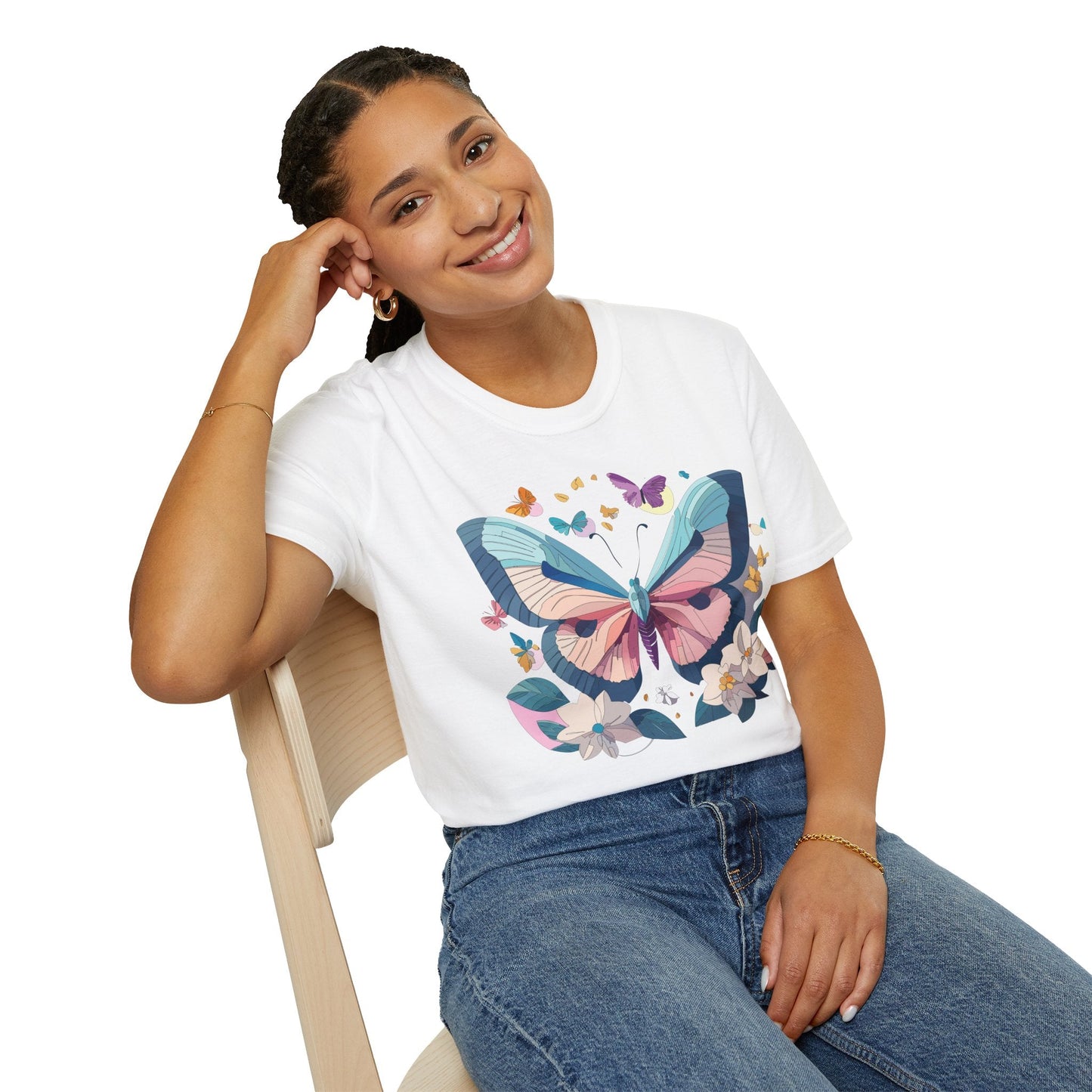 Butterfly Shirt Unisex T Shirt Softstyle Gildan 64000 Ring Spun Cotton Monarch Design