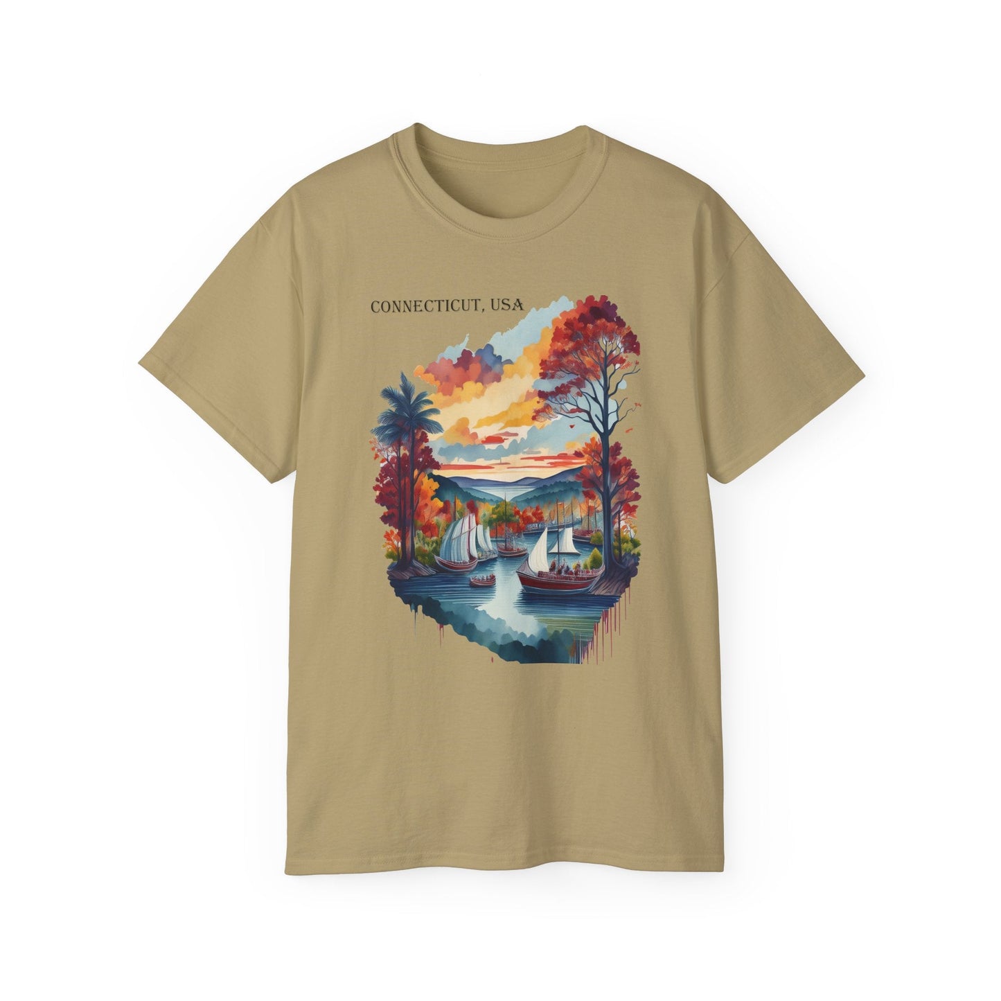 Connecticut Graphic Unisex Cotton T‑Shirt 1