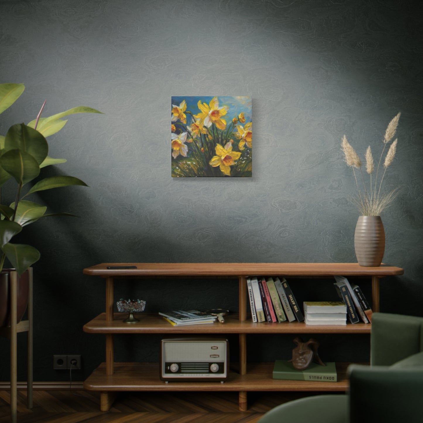 Narcissus Print Canvas, Floral Oil Paint Print 20x20, 24x24, 30x30, 32x32, 36x36 Art Design Pine-Wood Inner Frame MC-174